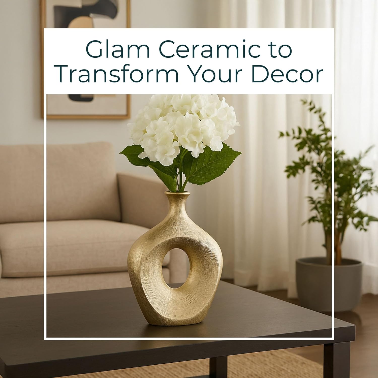 Ceramic Modern Flower Vase / Champagne
