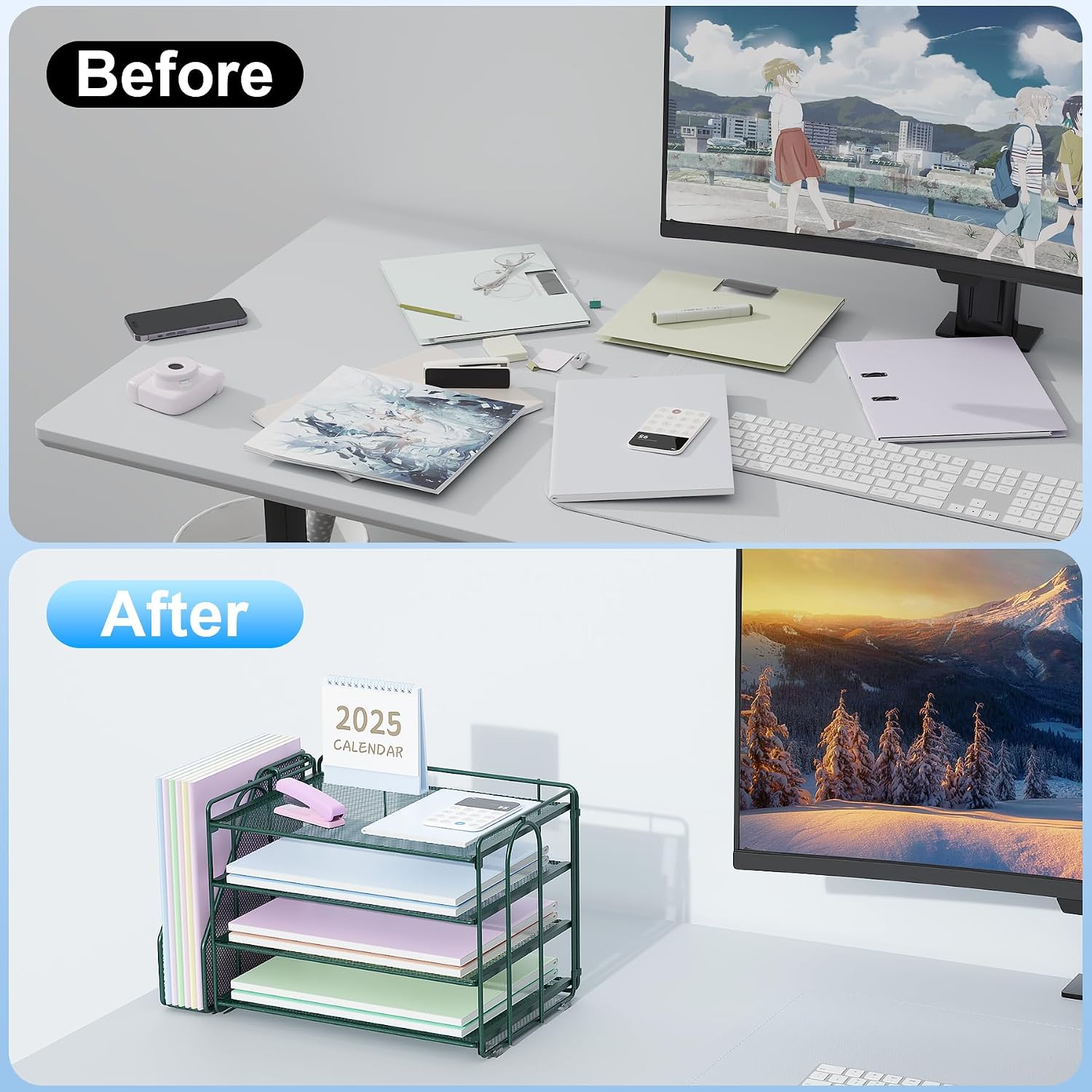 Spacrea Paper Organizer, Desk Organizers and Accessories for Desk with File organizer, Desk Accessories & Workspace