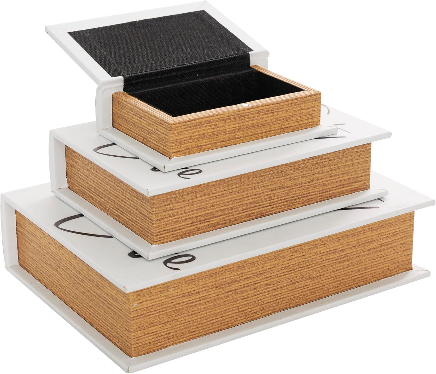 Love Faux Storage Book Book Shaped Boxes / White / 10.65", 8", 6"H