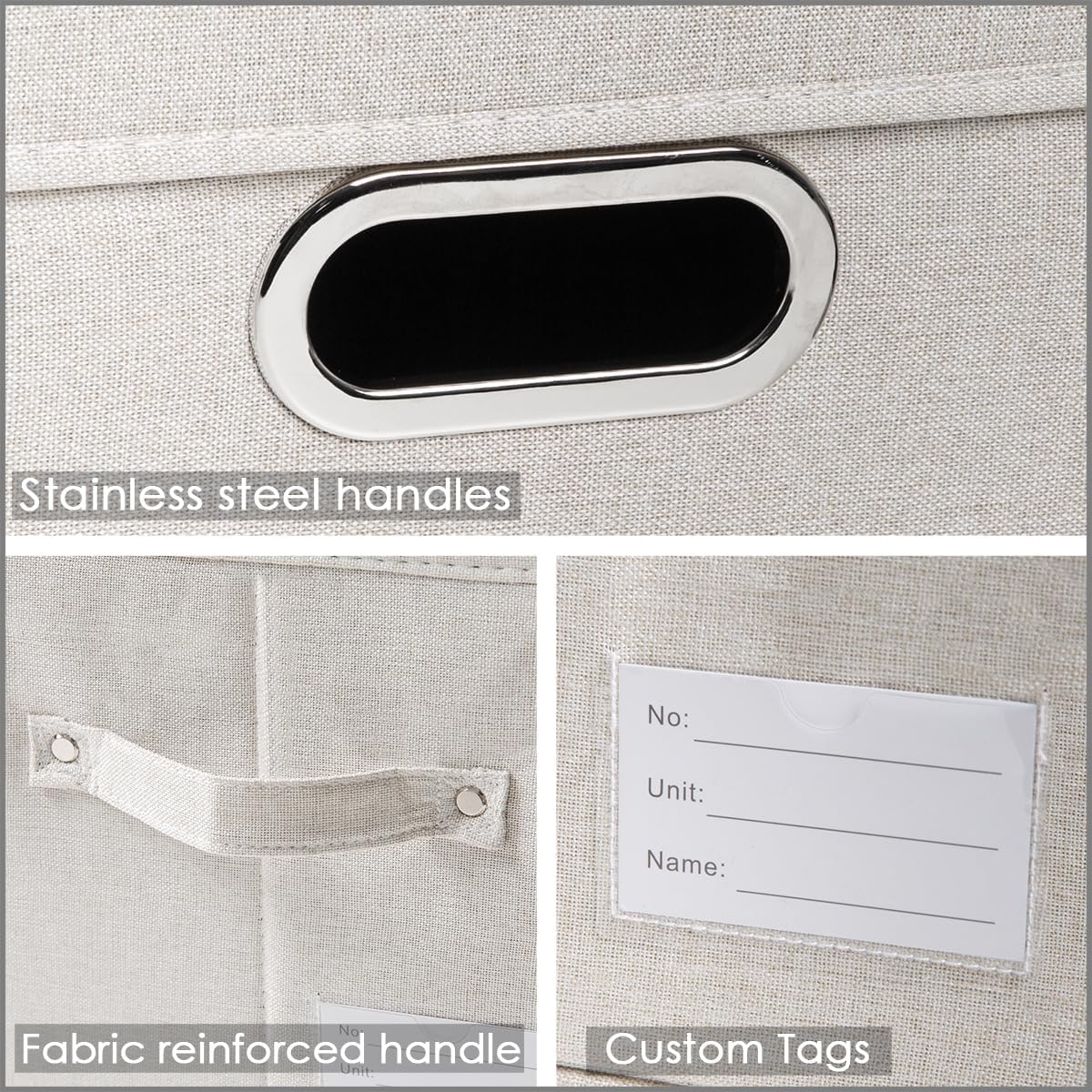 Large Collapsible Storage Bins / Beige / L / Set of 3