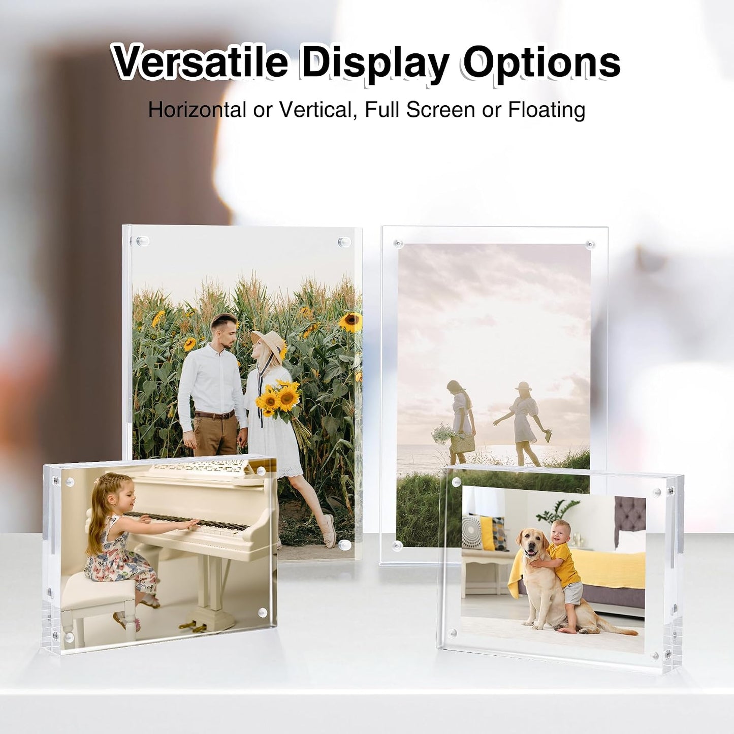 HOUSE DAY Acrylic Picture Frames 4x6, 3 Pack Magnetic 4 x 6 Picture Frame, Double Sided Clear 4x6 Photo Frame with