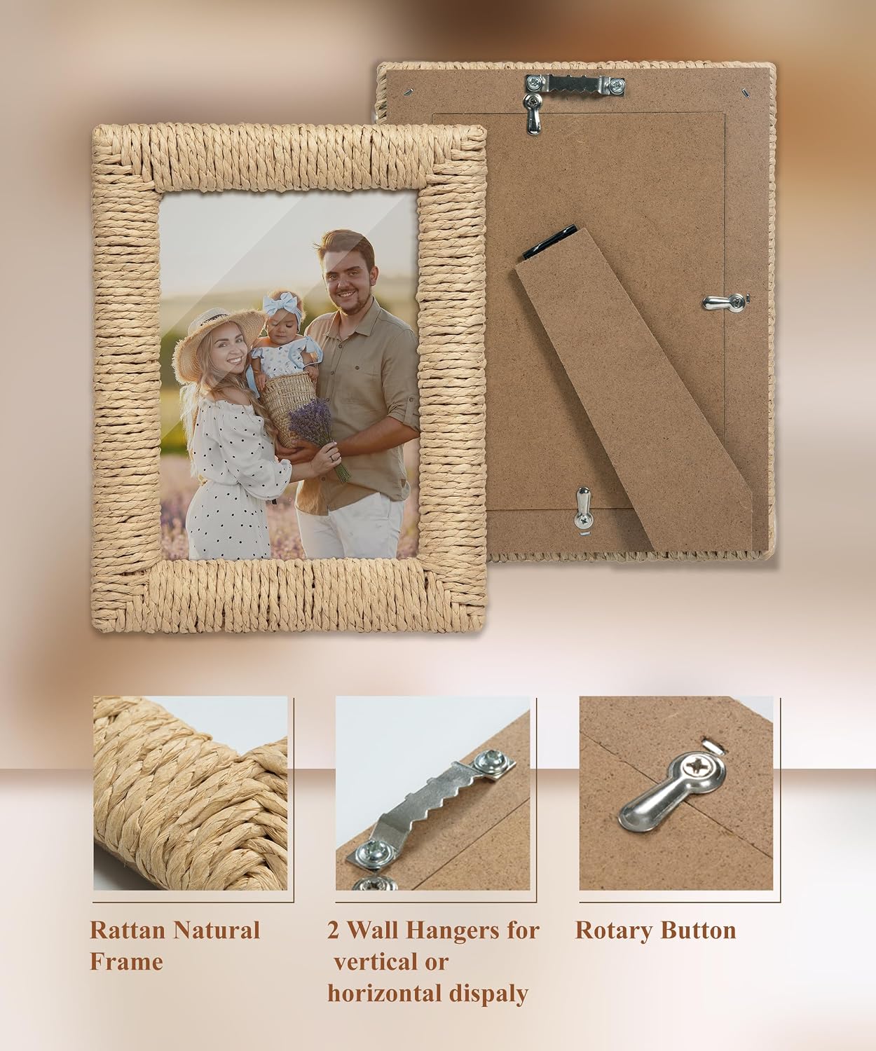 Boho Picture Frame / 5 x 7 / Boho Paperrattan / Natural