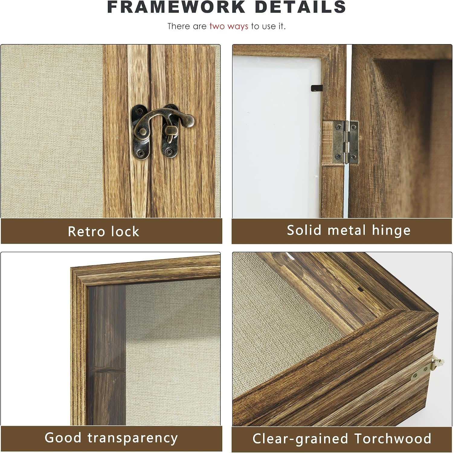 16x20 Brown Solid Wood Shadow Box Display Case, 3.1" Deep | Linen Back, Removable Shelves & Drawers, Display Flowers