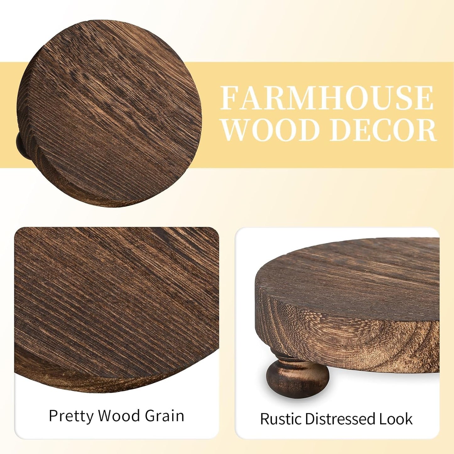 Farmhouse Wood Riser for Display- Rustic Decor Mini Wooden Pedestal Decorative / Brown / Set of 2