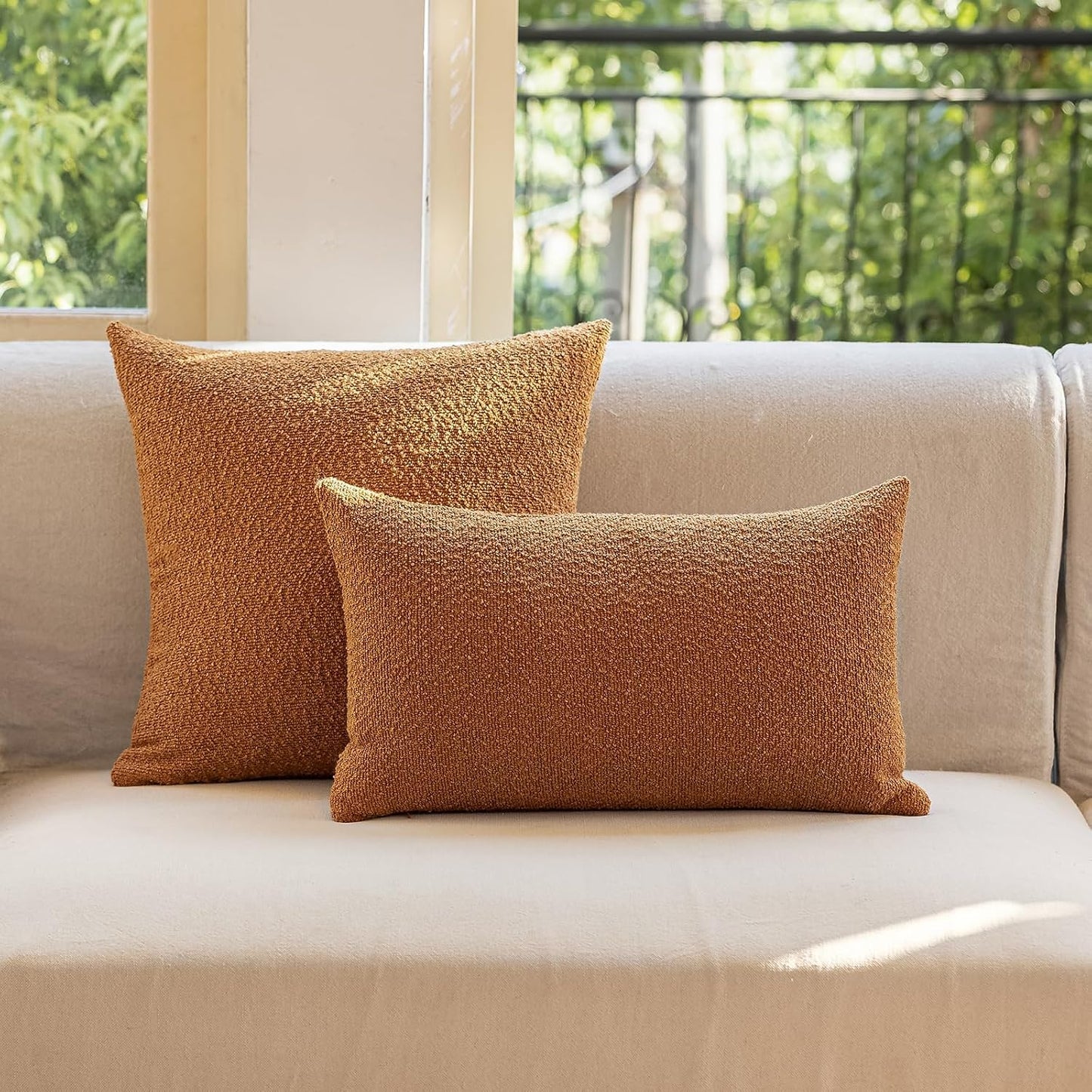 Decorative Throw Pillow Covers / Orange / 18 x 18 / Set of 2