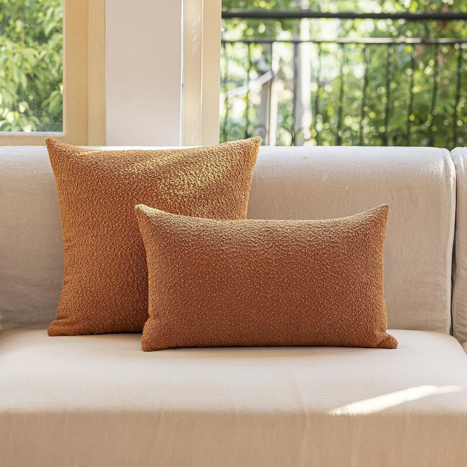 Decorative Throw Pillow Covers / Orange / 18 x 18 / Set of 2