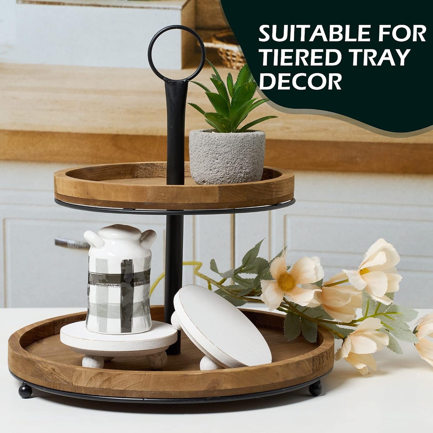 Farmhouse Wood Riser / 4" White-round / 4 Inch