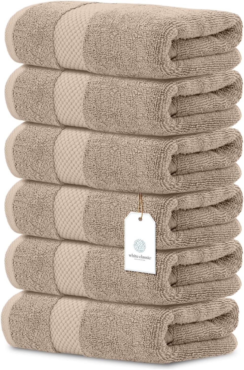 White Classic Luxury Taupe Hand Towels - Soft 100% Turkish Cotton | Highly Absorbent Hotel spa Bathroom Towel