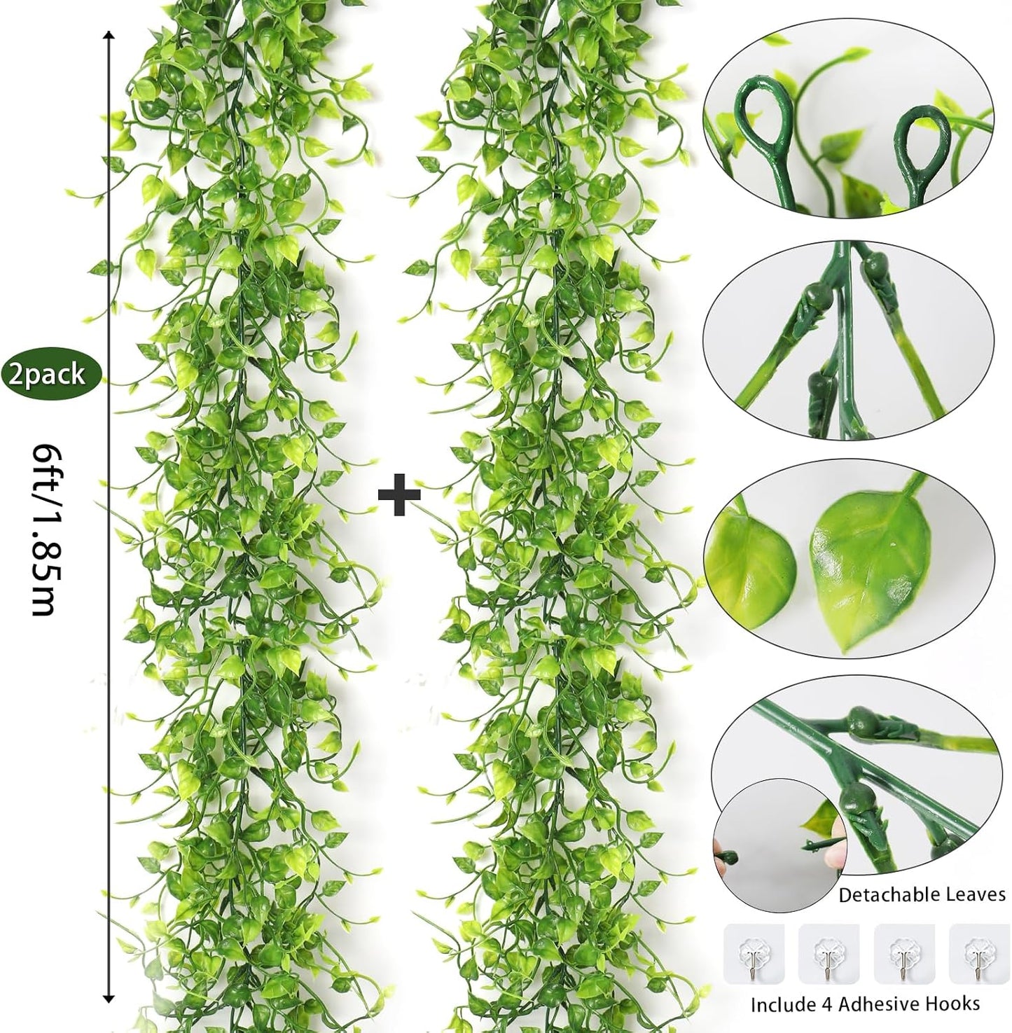 Artificial Vines Ivy Garland / Green / 6 Inch / Set of 2