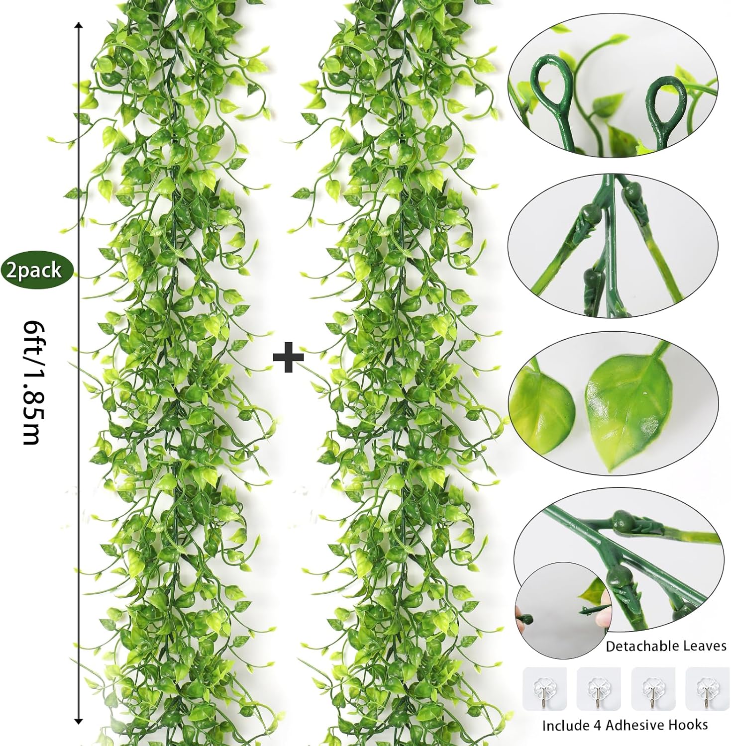Artificial Vines Ivy Garland / Green / 6 Inch / Set of 2