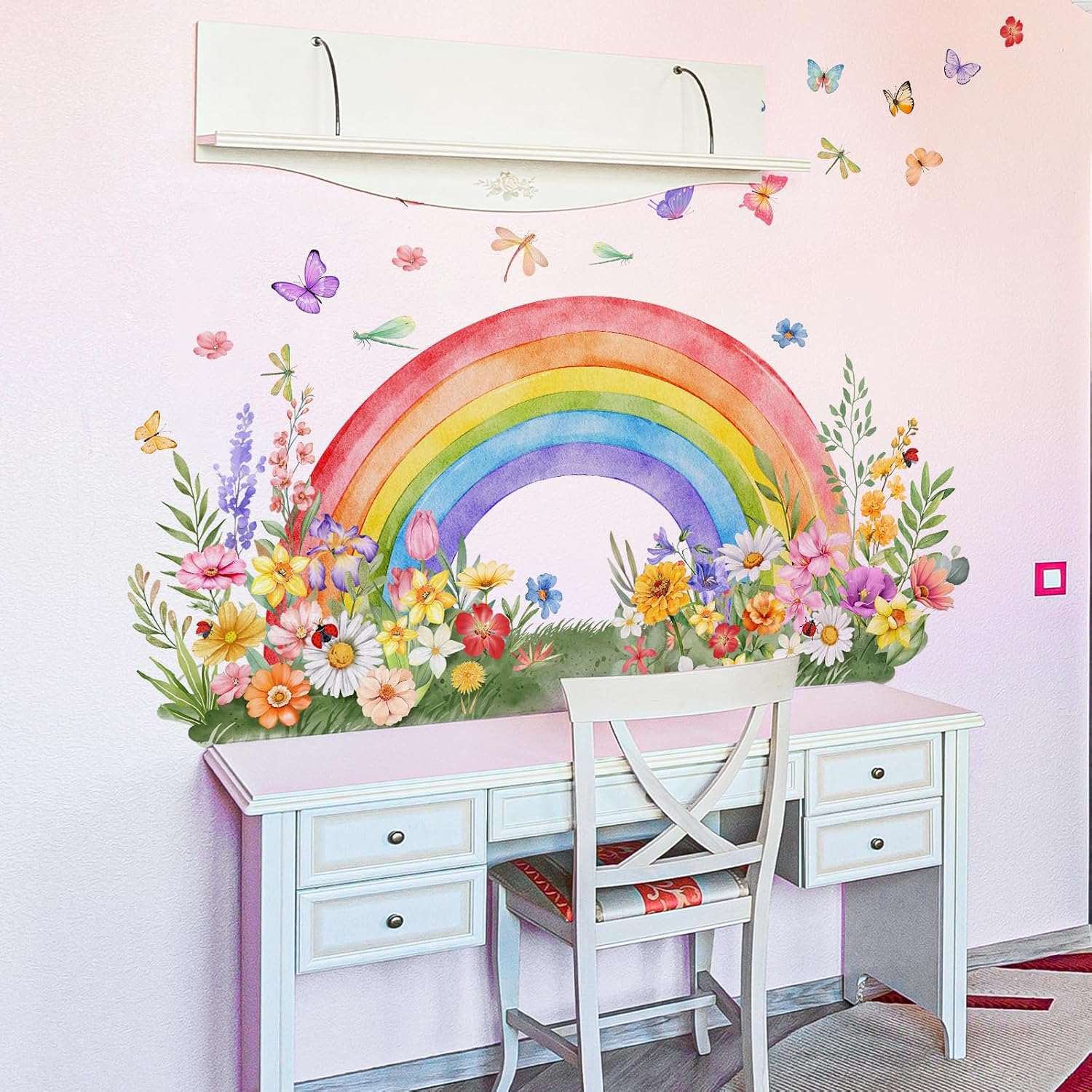 Rainbow Wall Decals Self-Adhesive Decal / Flower Rainbow