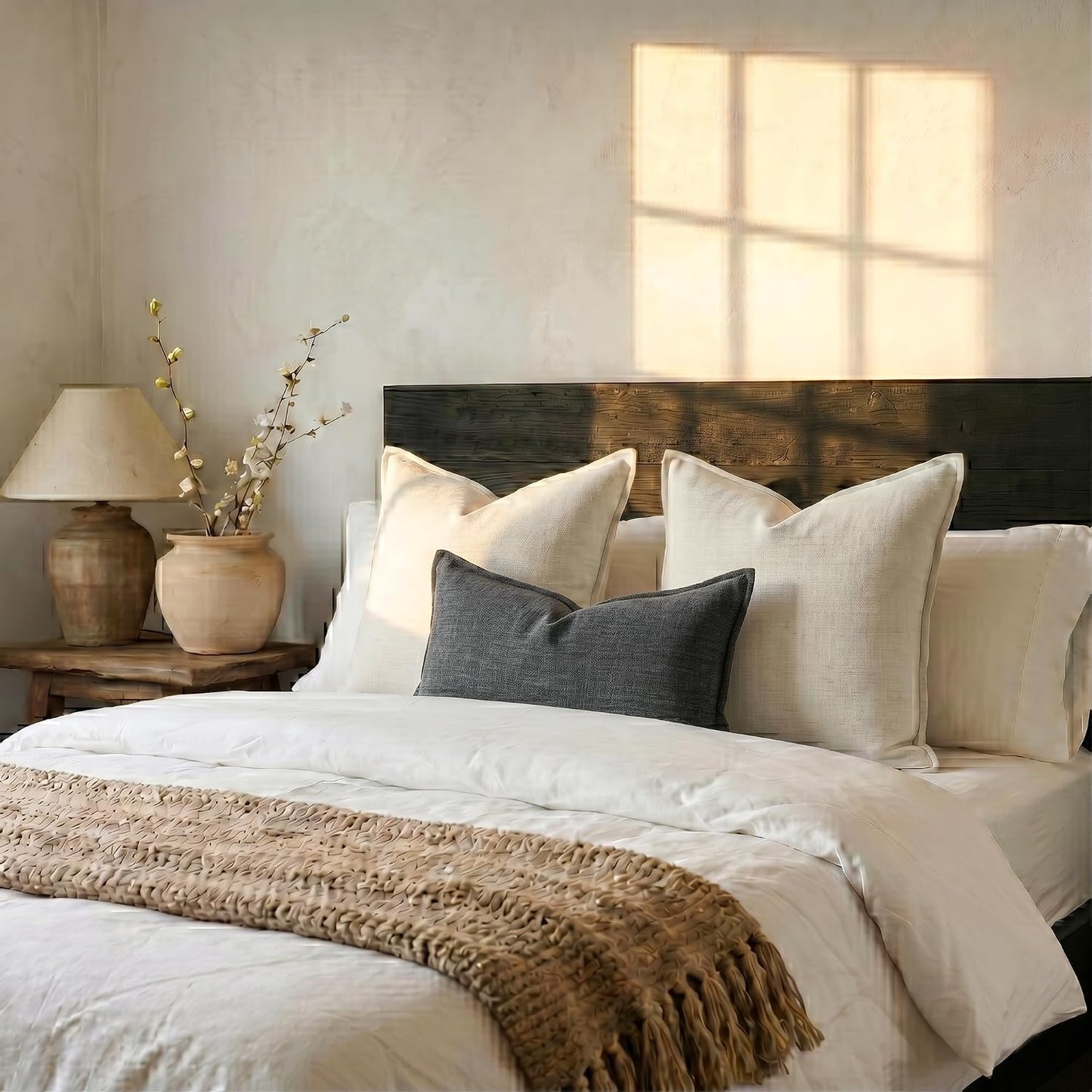 Farmhouse Decorative Pillow / Apricot / 24 x 24 / Set of 2