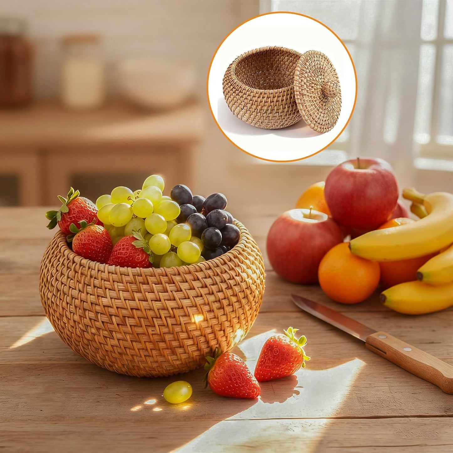 1 Pc Small Rattan Basket Box / 4.8 x 3.3
