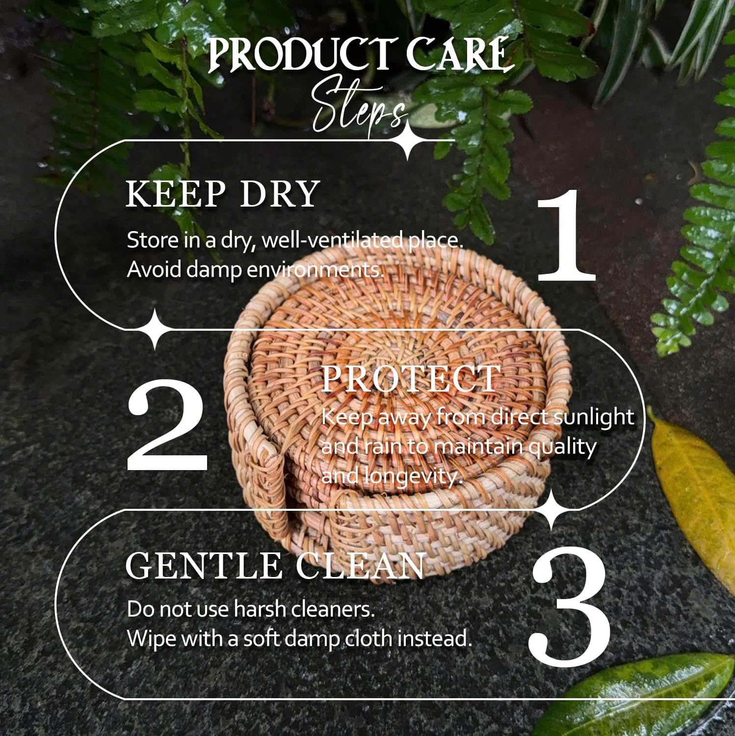 Holder / Set of Handmade Rattan Coasters / Natural Rattan / Set of 6
