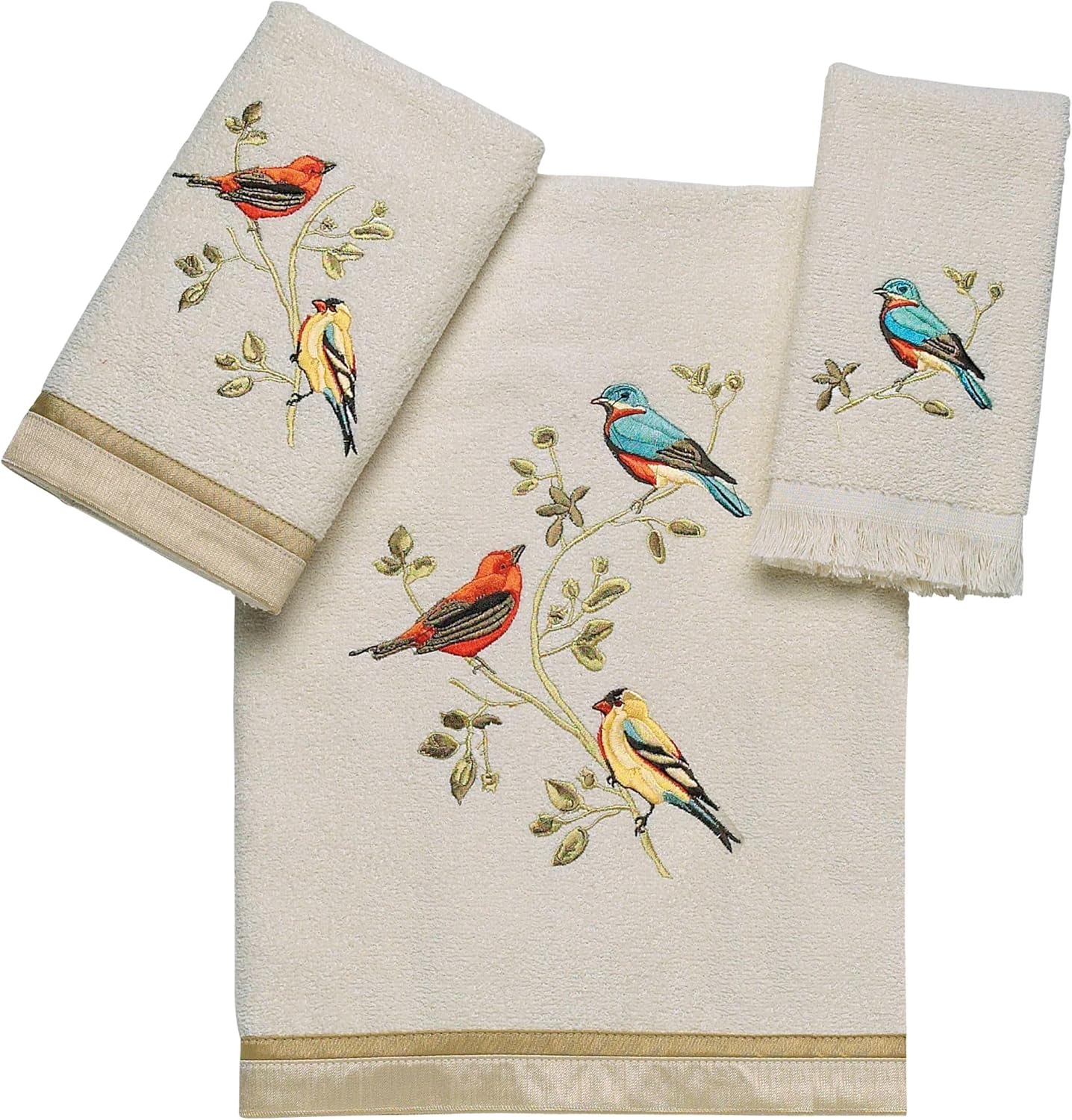 Avanti Linens - Fingertip Towel, Soft & Absorbent, Nature Isnpired Bathroom Decor (Gilded Birds Collection) | 100%