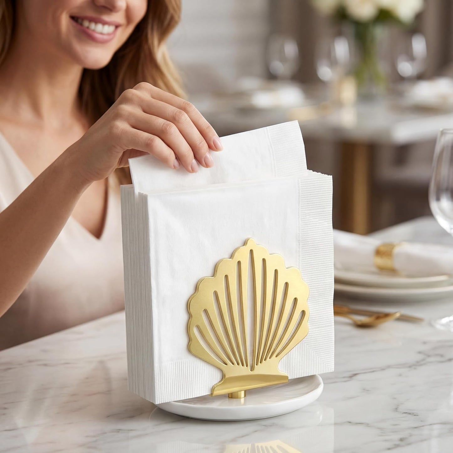 Napkin Holder / Decorative Stand / Gold