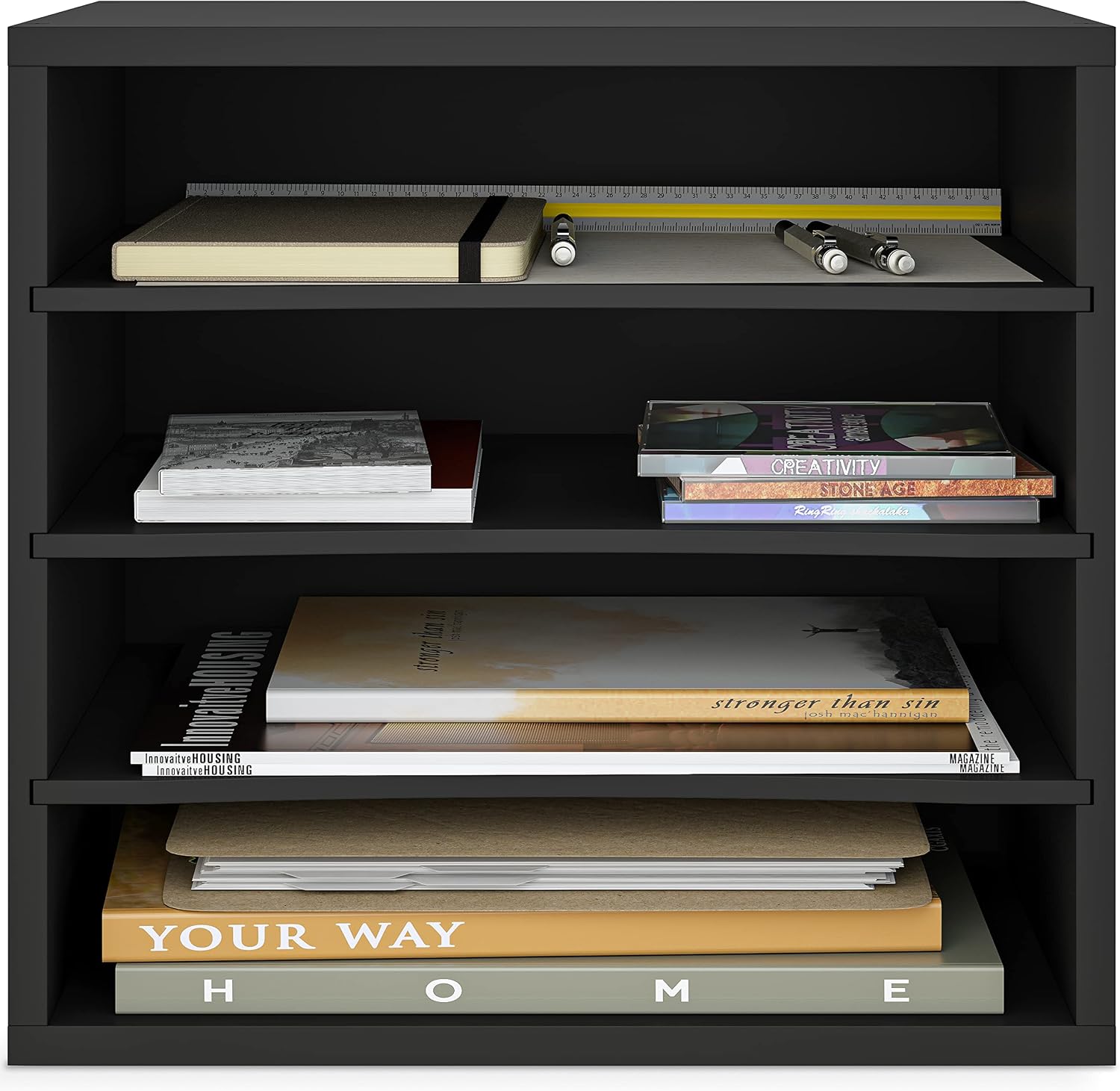 Ballucci 4-Tier Paper Organizer for Desk, Stackable Tray, Desk Storage Organizer Shelves, Stacking Letter Paper Tray