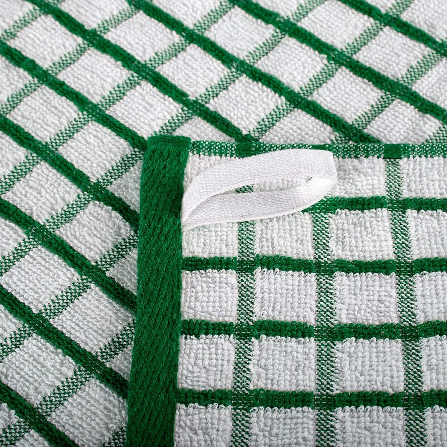 White Classic Premium Dish Towels for Kitchen, with Hanging Loop [8 Pack] Heavy Duty Absorbent 100% Cotton 410 GSM