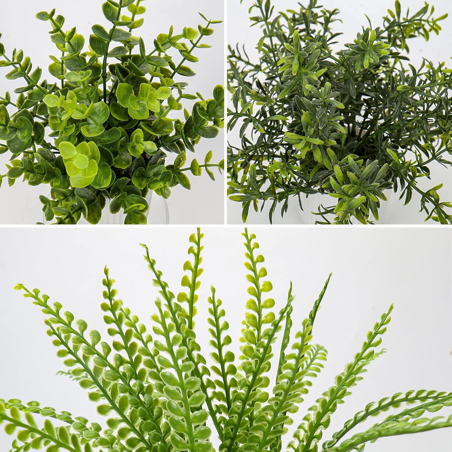 Fake Plants Artificial Plants in Pots Small Faux Plant Eucalyptus Rosemary Boston Fern / Set of 3