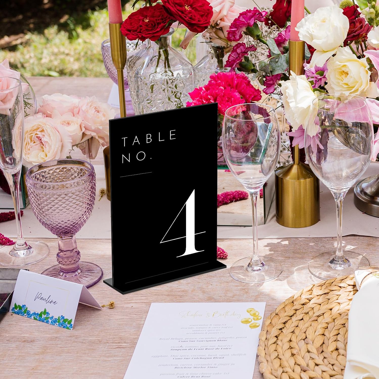 Wedding Black Table Numbers 1-15 with Stands, 5"x7" Black Acrylic Table Numbers with White Font for Wedding Party