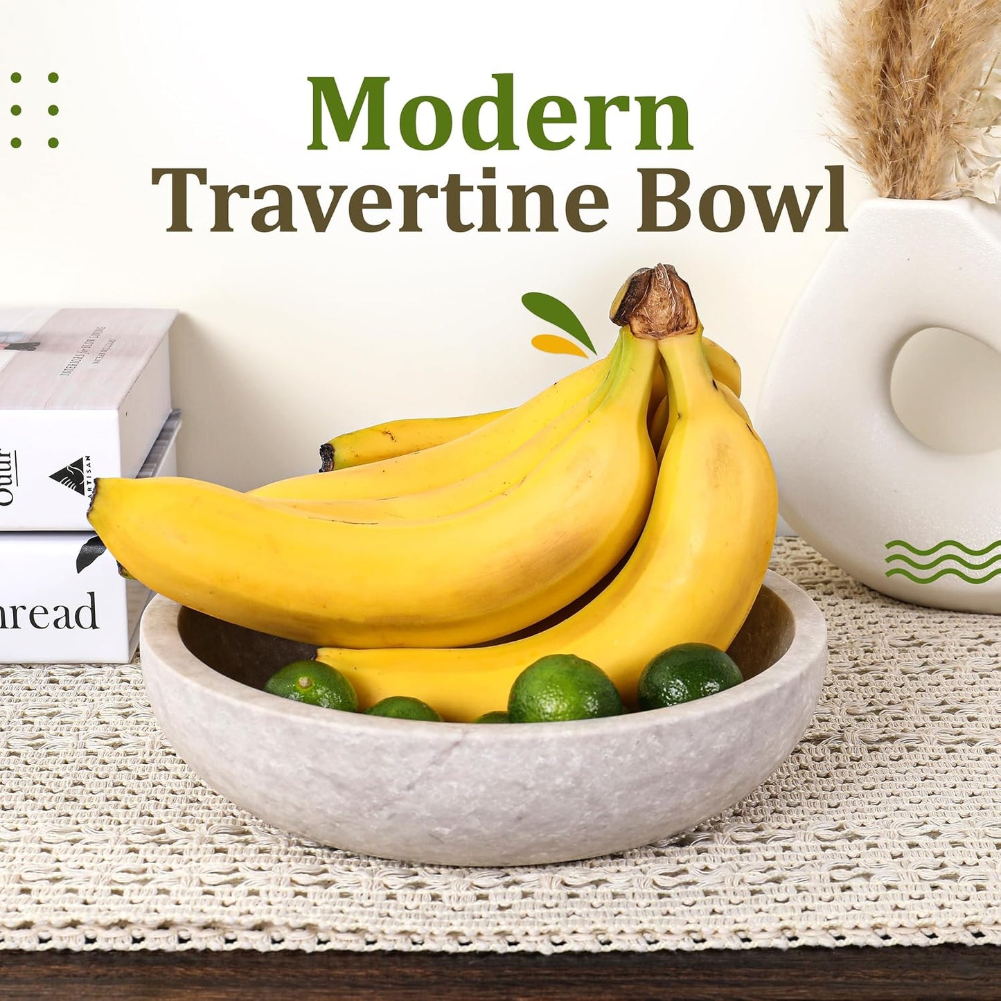 7.8" Diameter & 2" Height / White/gray - Travertine