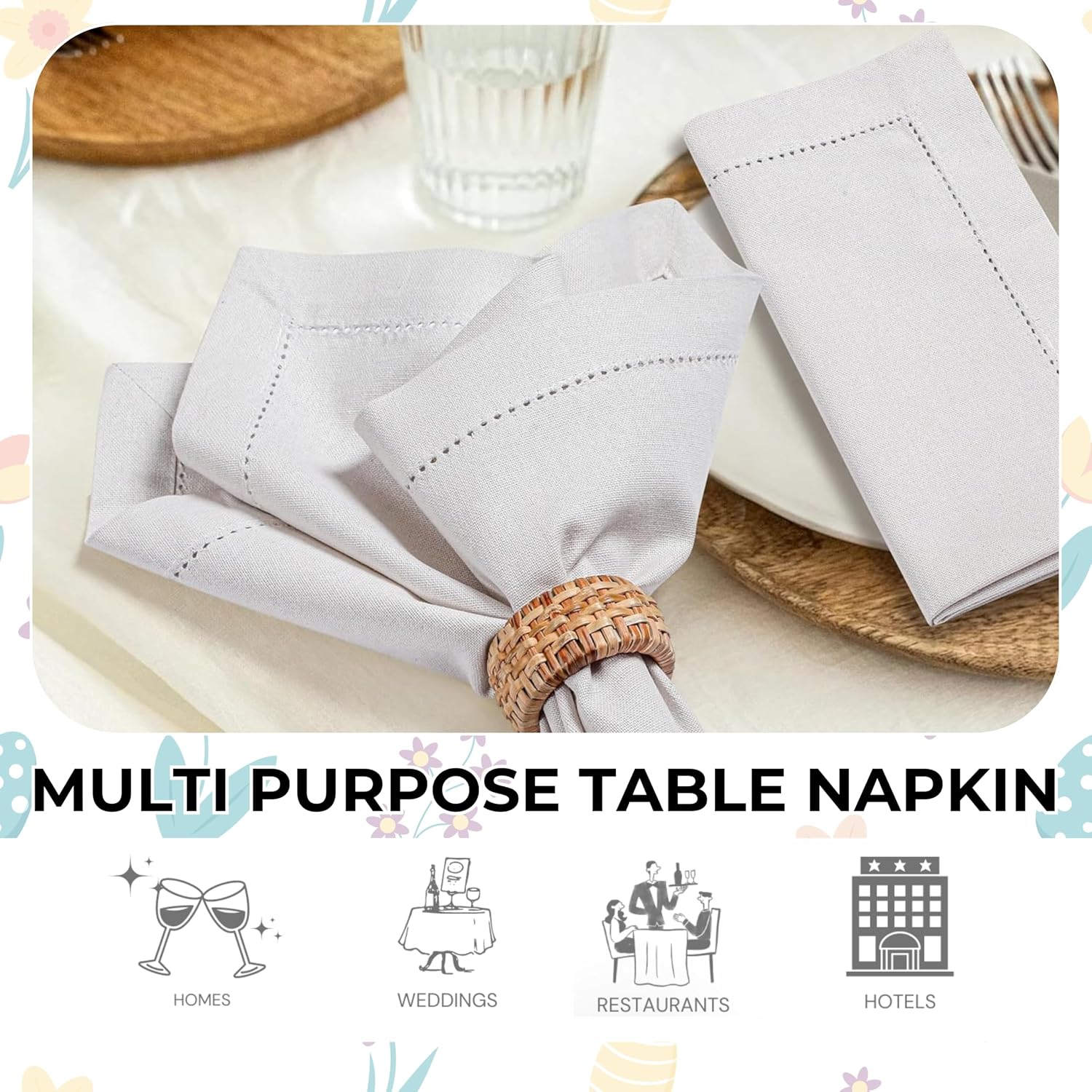Bedding Craft Cotton Dinner Cloth Napkins Set of 12 – 18x18 Apricot Gelato Moonstruck Hemstitched – Machine Washable