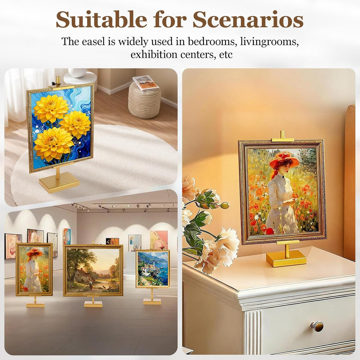 18'' Adjustable Tabletop Easel Stand, Gold Easel for Display | Steady and Elegant Picture Easels for Display, Picture