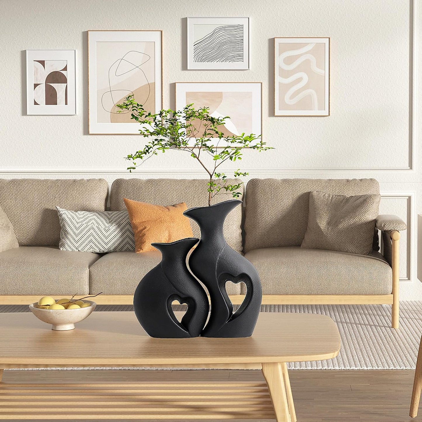 Black Ceramic Vase / Standard Black / Set of 2