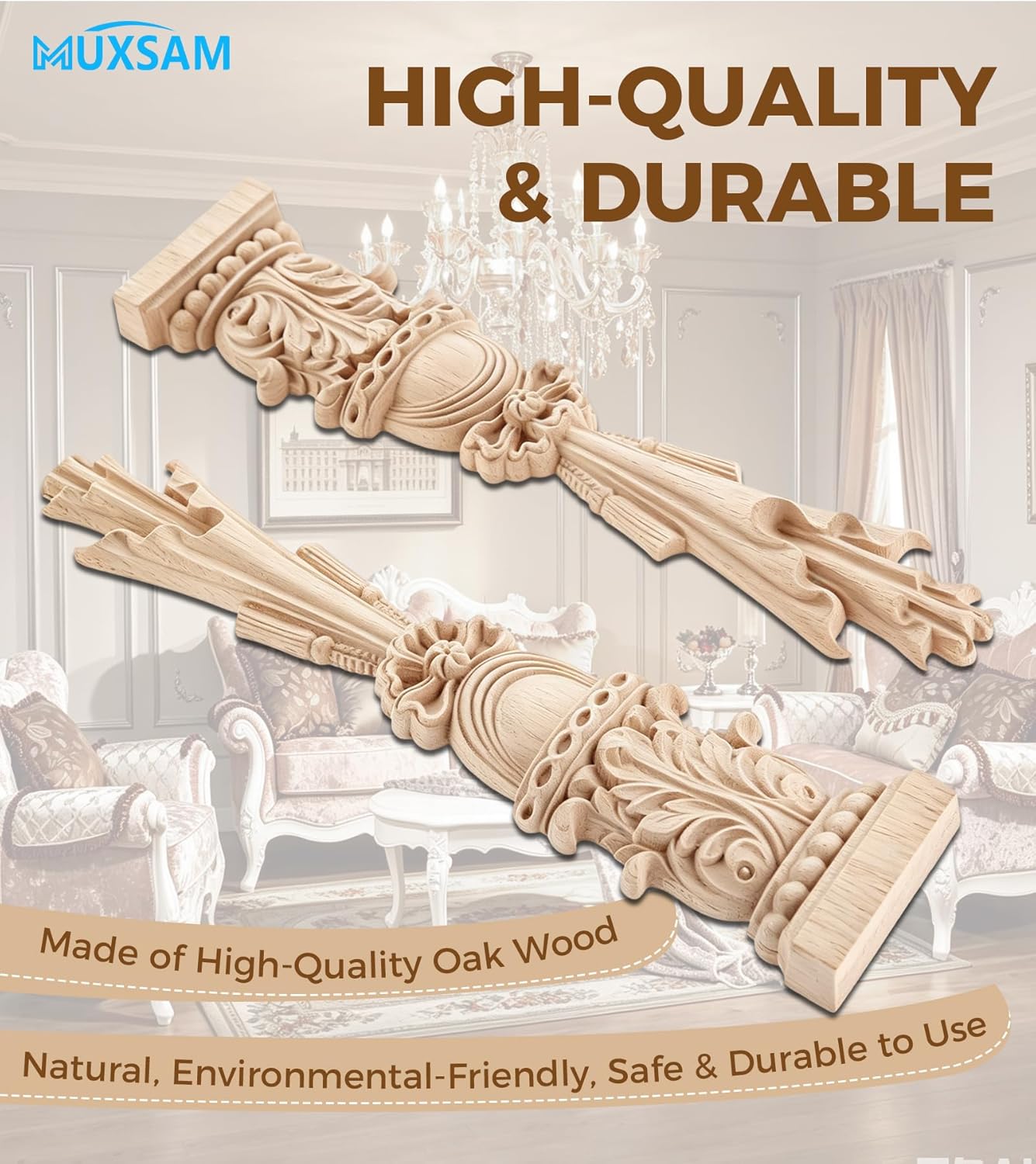 Unpainted Carving Decals Mouldings Trim for Window Door Frame Rome Column / 2-pack / Set of 2