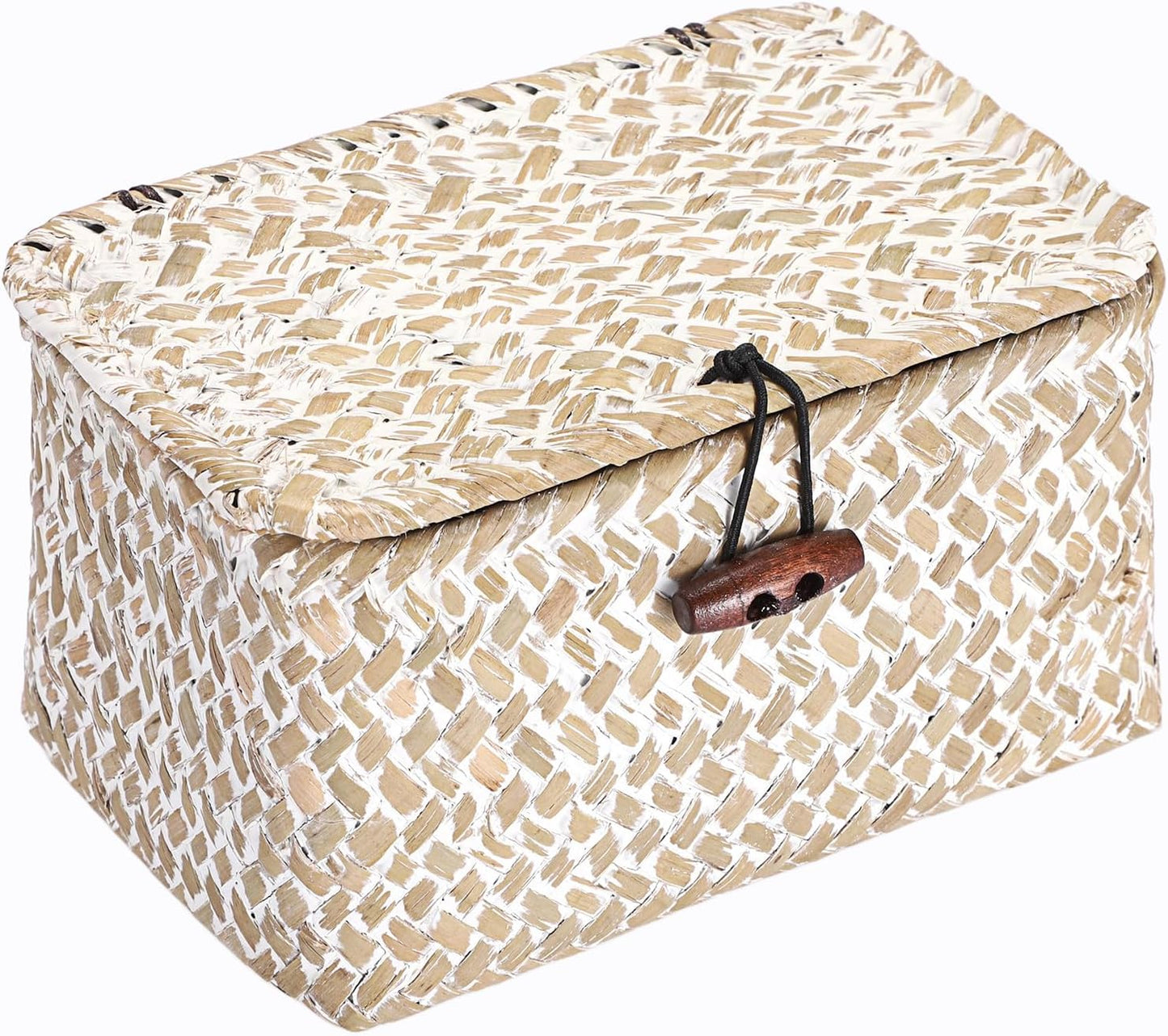 Wicker Shelf Basket Mini Seagrass Basket / 6.1 x 4.0 x 3.3 / Whitewash Color
