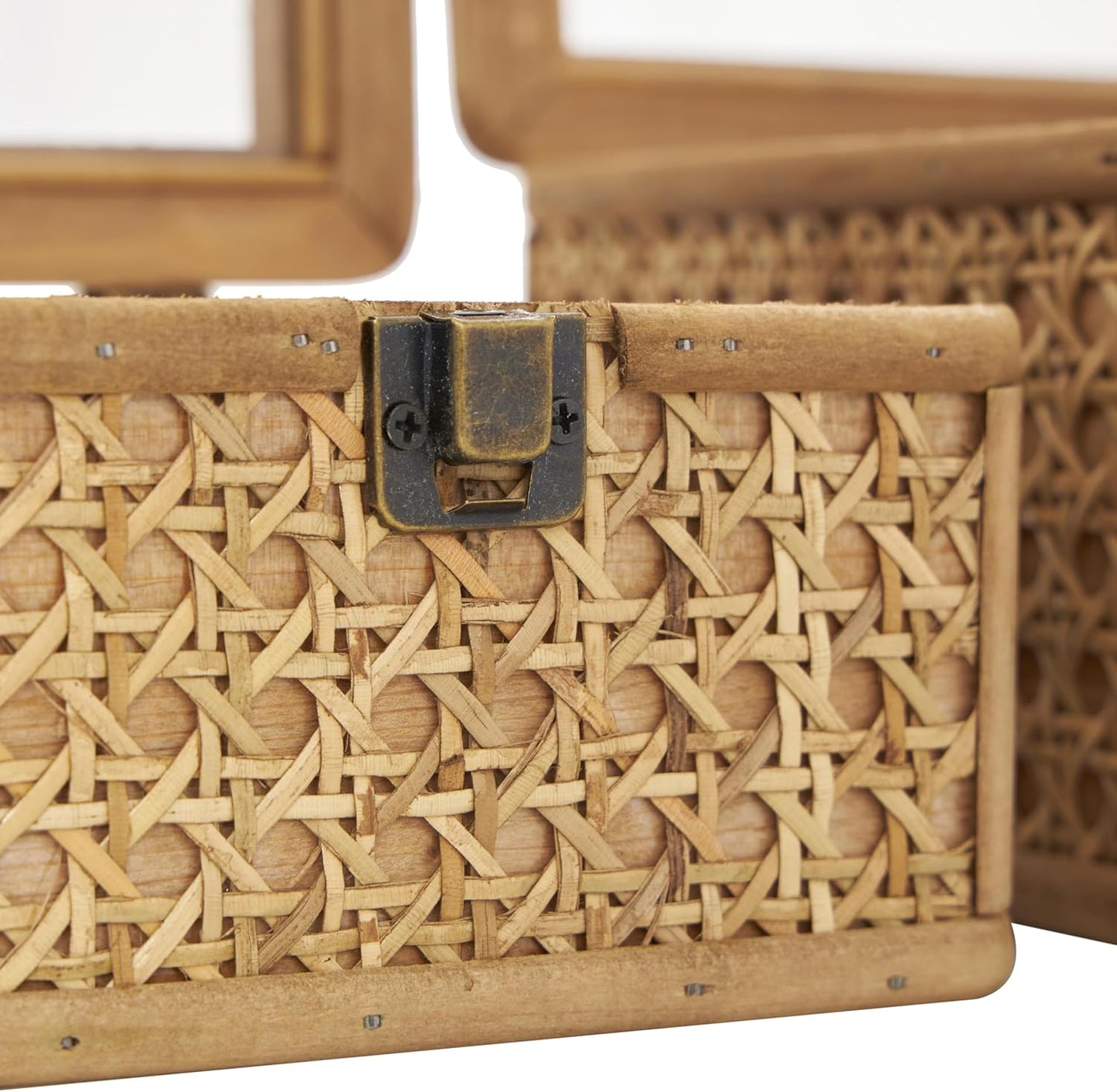 Rattan Handmade Decorative Box Woven Decorative Keepsake Boxes / Brown / 7", 6"W / Set of 2