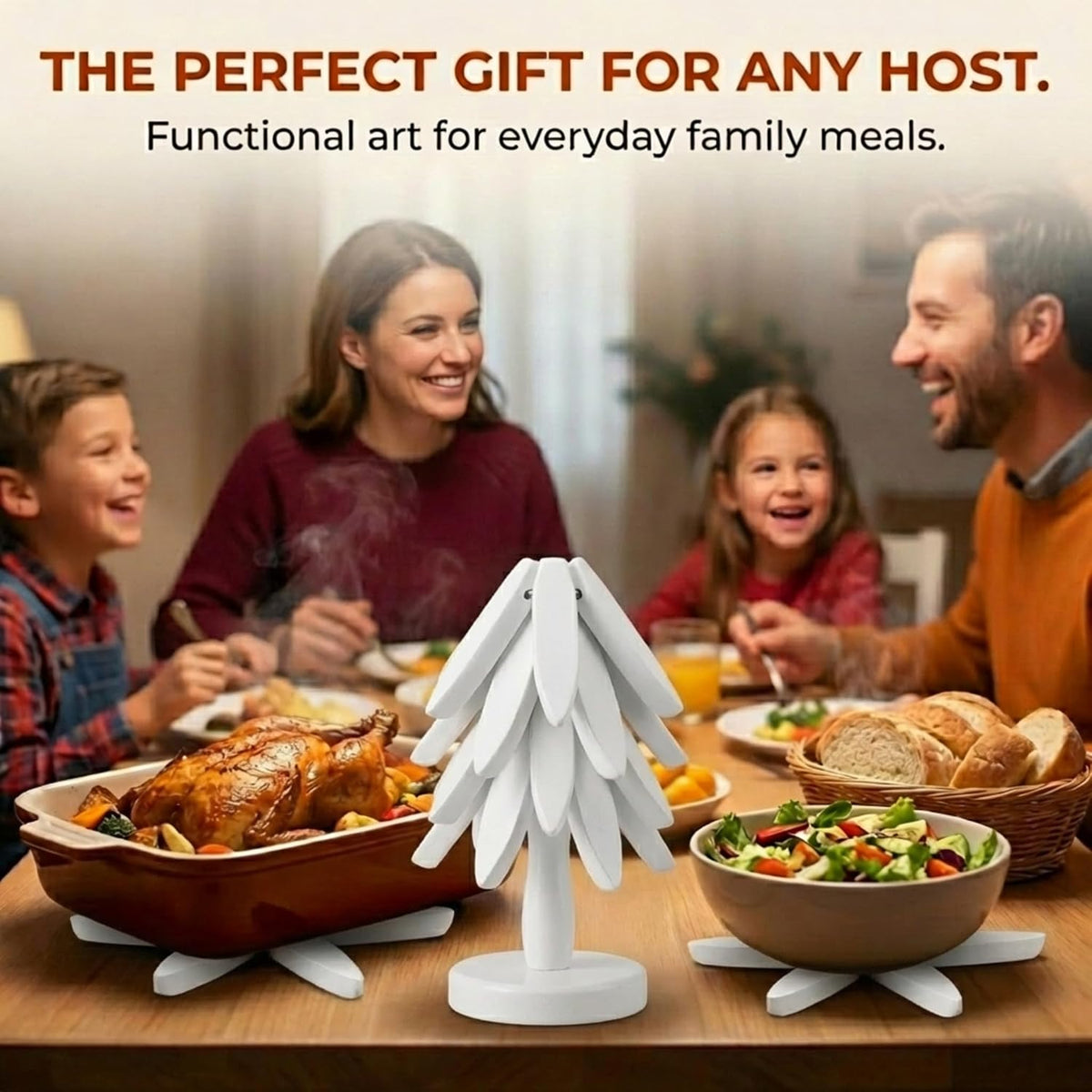 Tree Shaped Wooden Trivets for Hot Dishes, Pots & Pans - Hot Pads | Heat-resistant countertop protection, compact