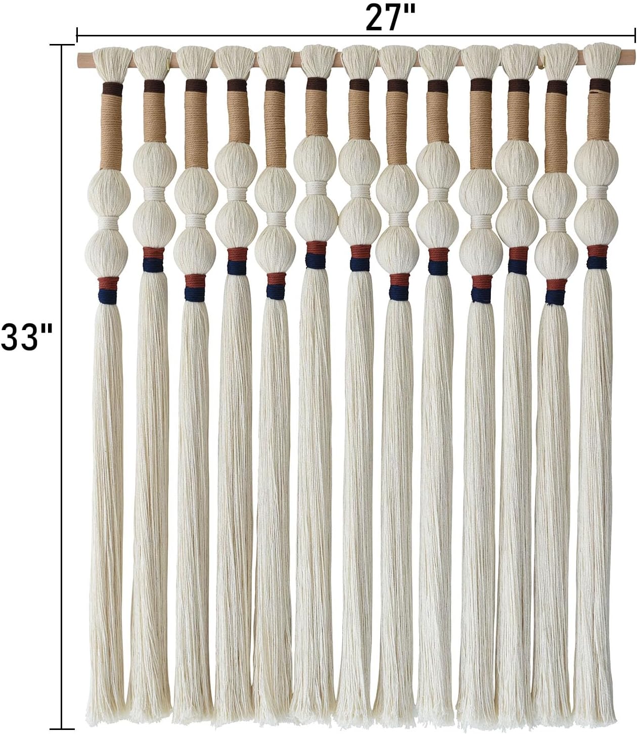 Macrame Wall Hanging Boho Wall Art Handmade Spherical Knot 27" W x 33" L / Ivory4