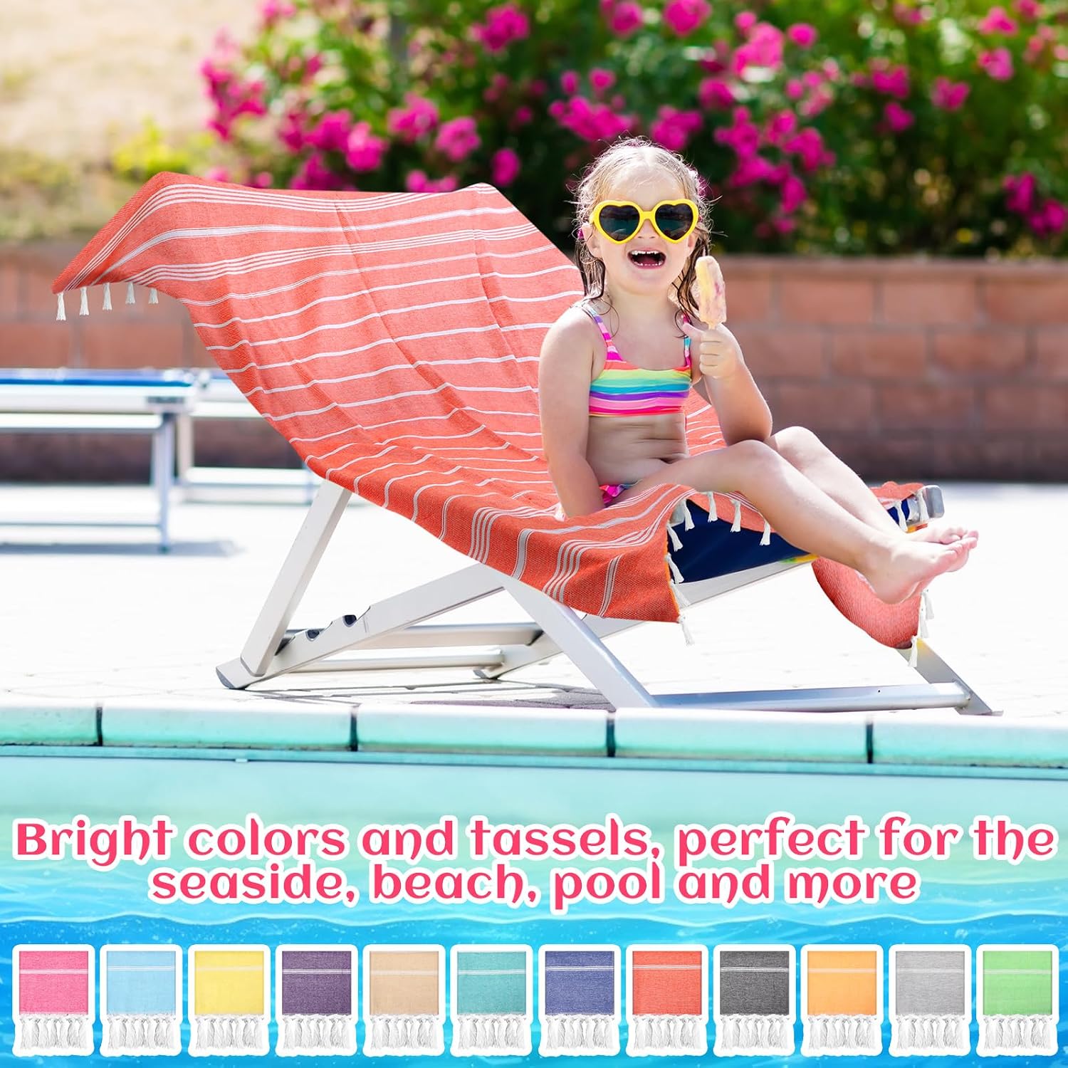 SmoothNovelty 12 Pcs Turkish Beach Towel 30 x 60 Inch Extra Large Lightweight Travel Towel Cotton Turkish Bath Towels