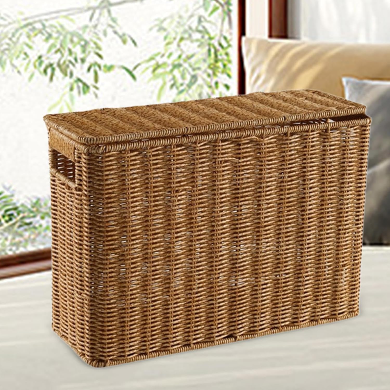 Narrow and Tall Storage Box Woven Storage Basket / S