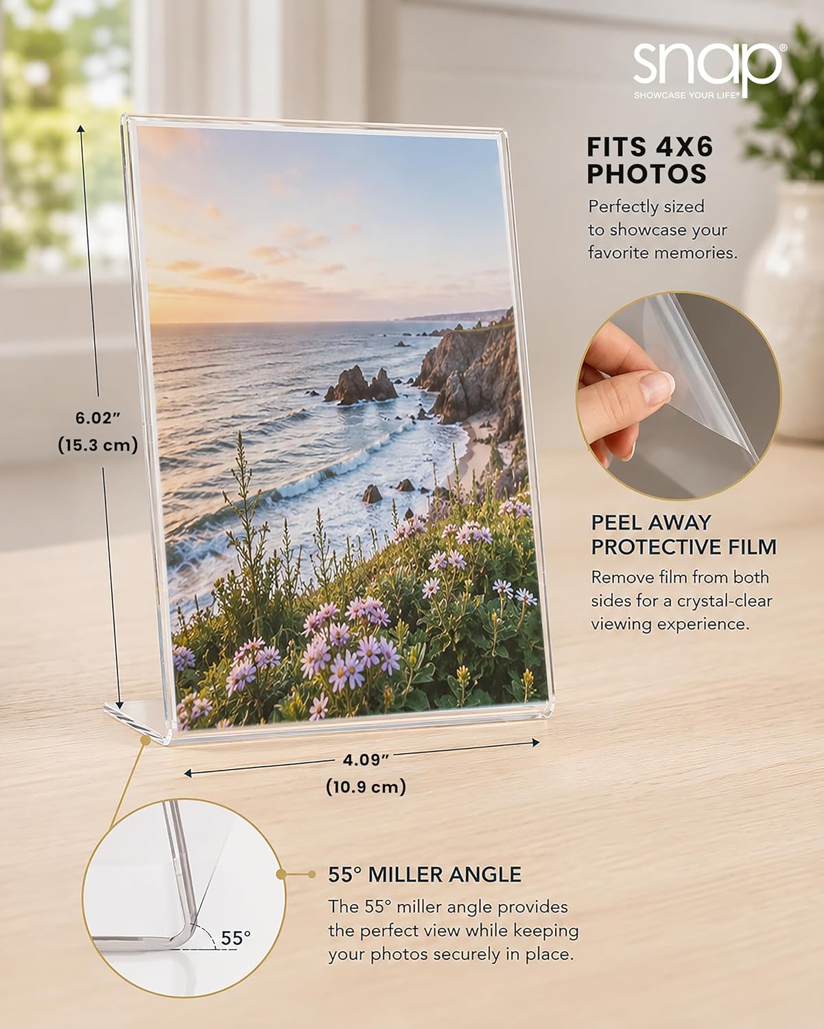 Acrylic Self Standing Photo Frames / 4 x 6 / Clear / Set of 12