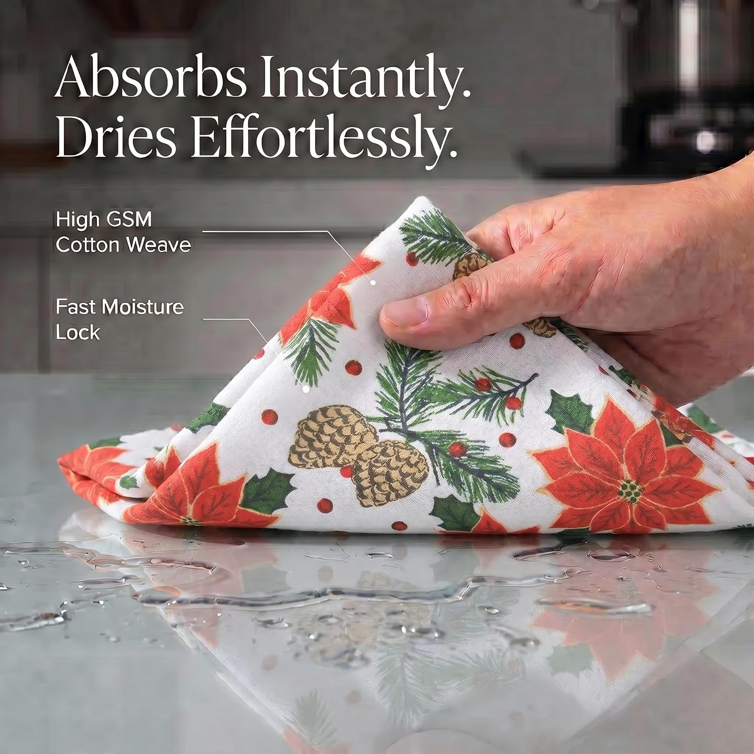 Urban Villa Kitchen Towels Cotton Dish Towels 20”x30”(Set of 6) Pinecone
