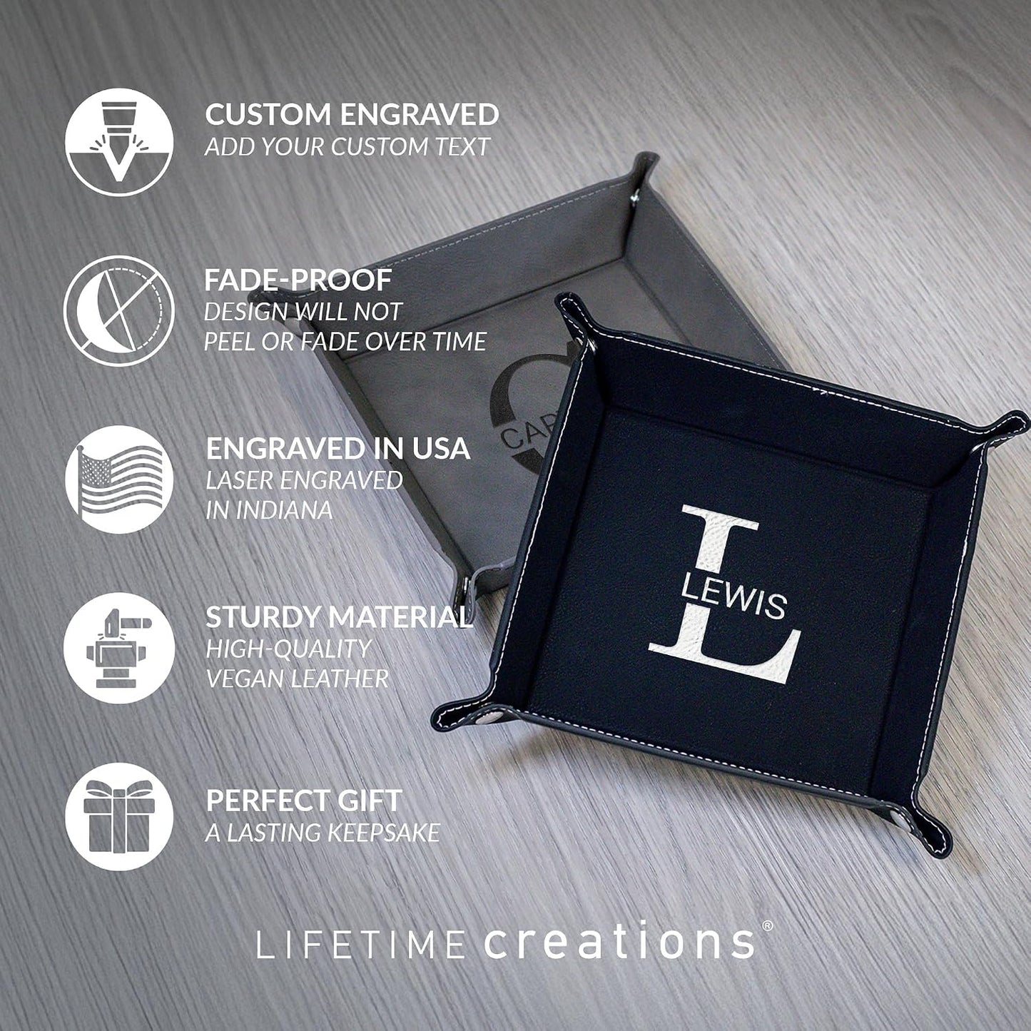 Personalized Valet Tray / Black - Last Name
