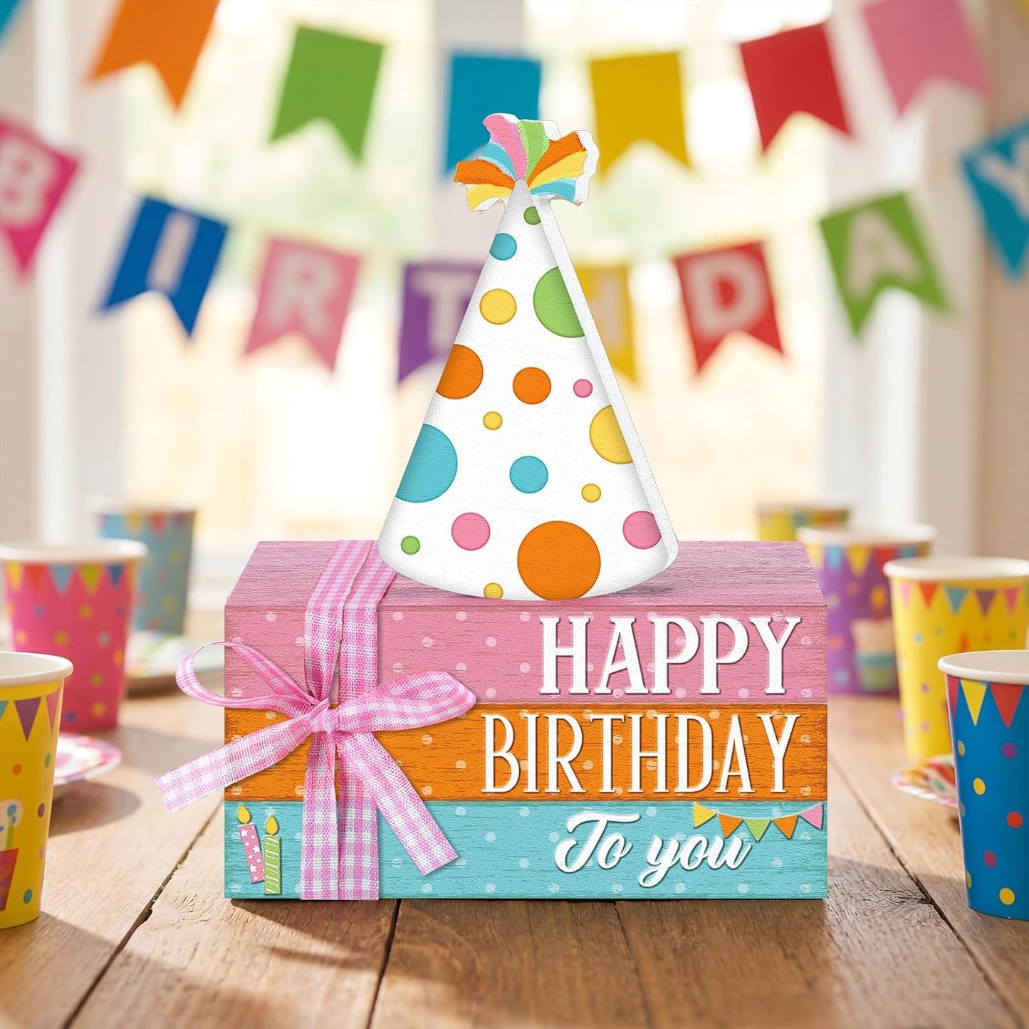 Wooden Book Stack Decor / Birthday / Set of 4
