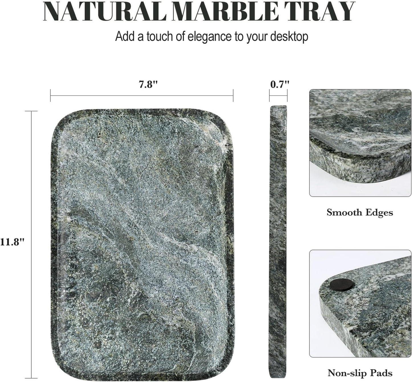 Marble Tray / Marble Catchall Trays / Indian Green / 12 x 8