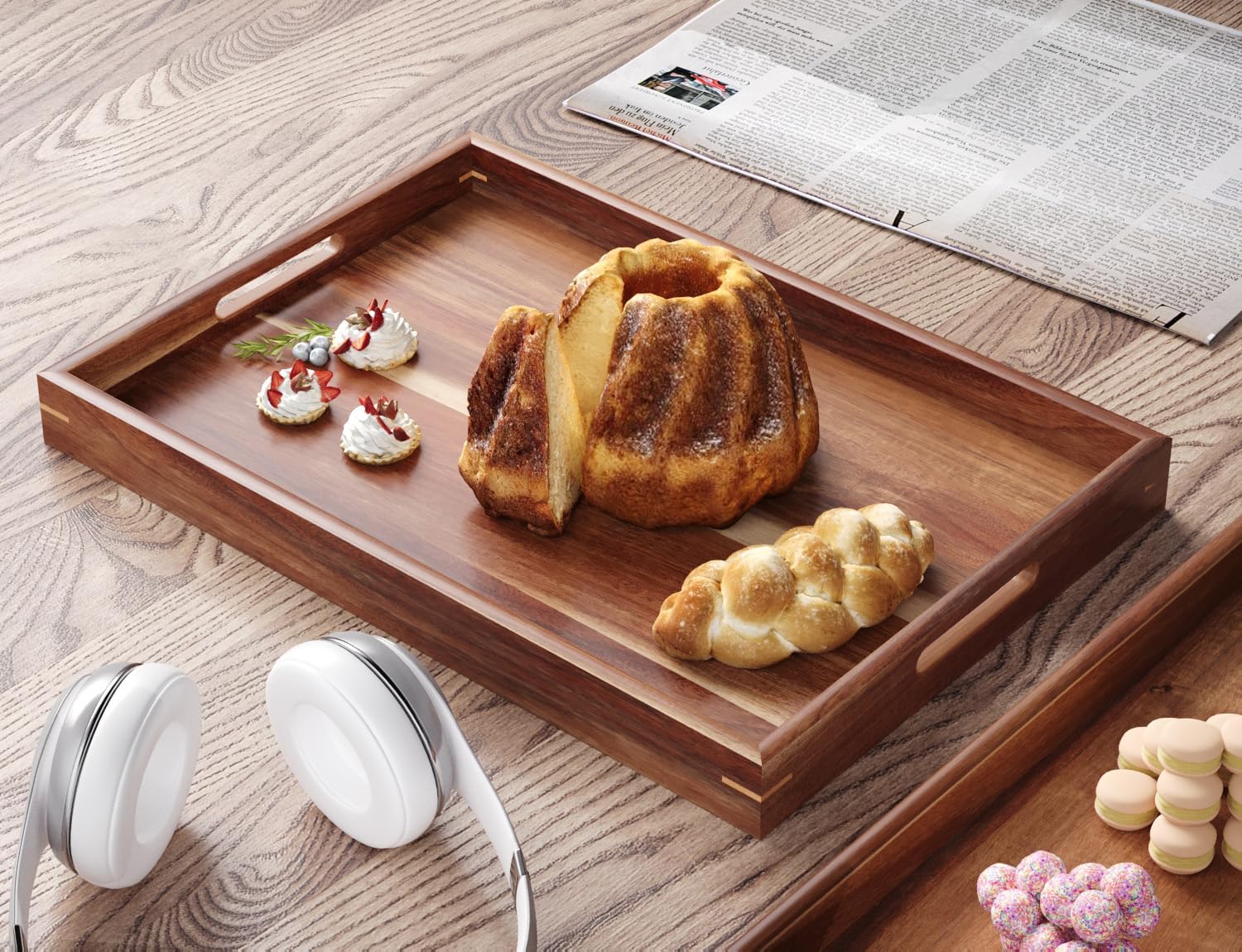 Acacia Wood Serving Tray / Set of 2
