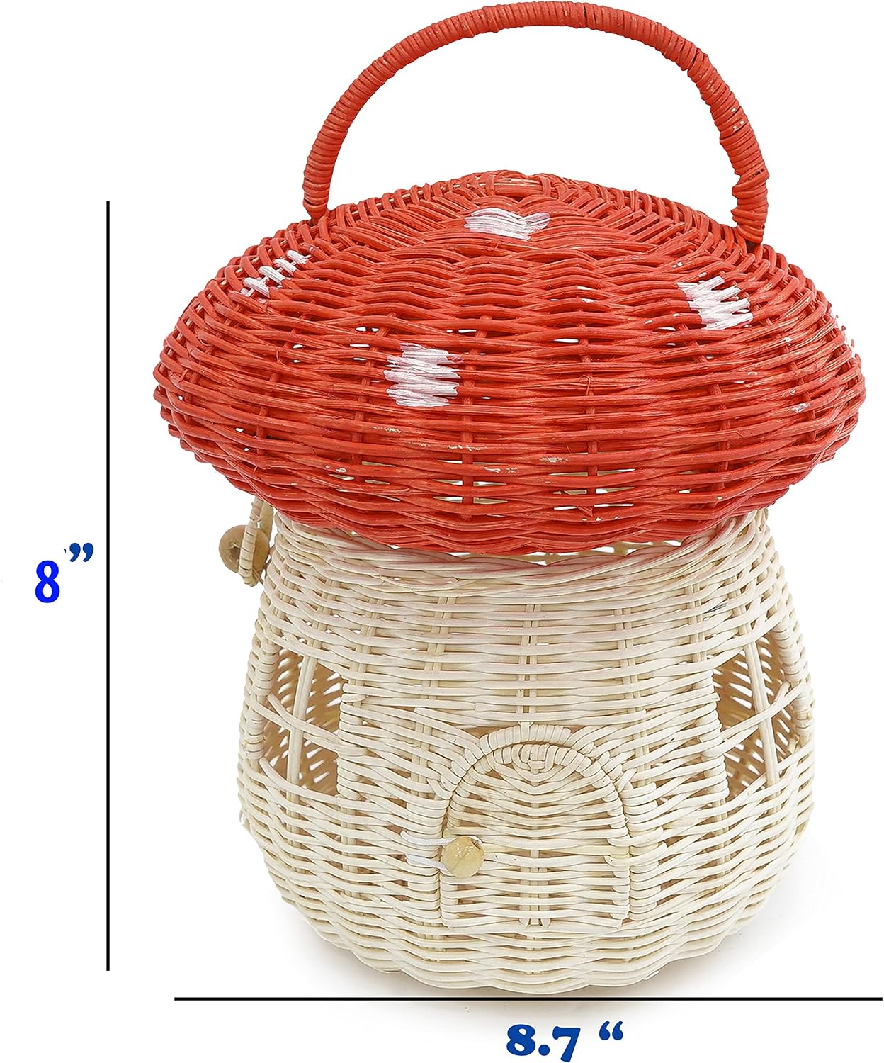 lid Shelves- Rattan Mushroom Newborn Photography Props in Tent / Red / Medium