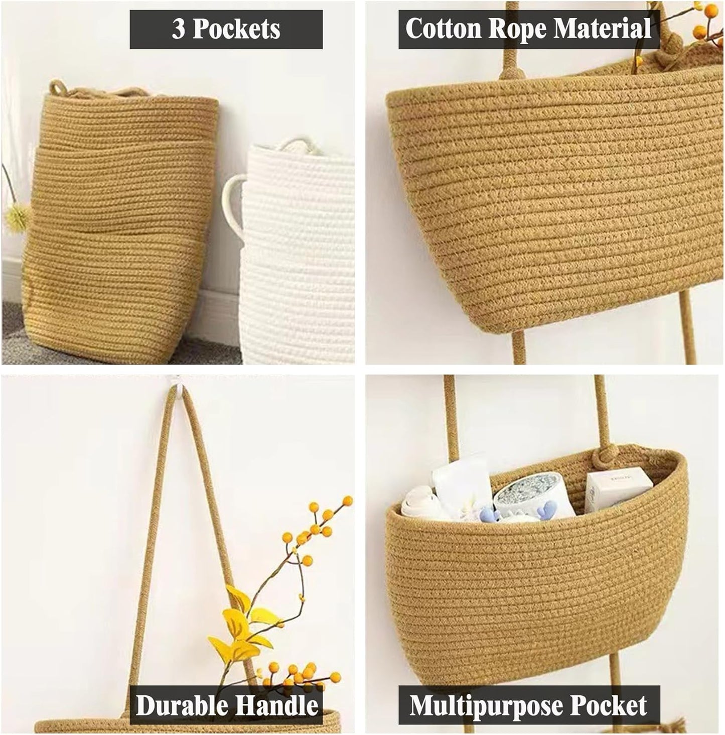 Wall Hanging Cotton Baskets / Brown