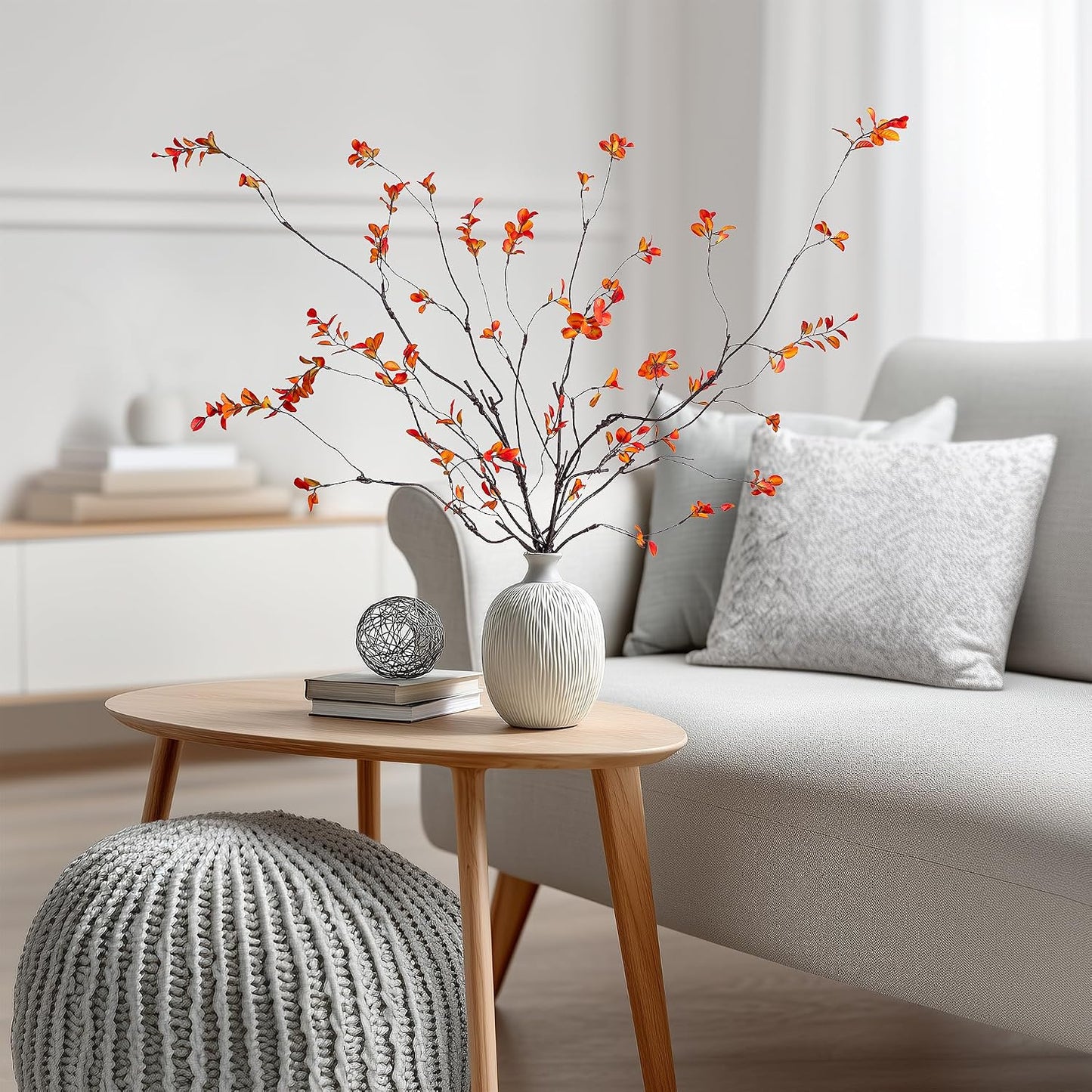 Artificial Ficus Branches 47.2" Artificial Eucalyptus Stems Fake Ficus / 47.2"orange / Set of 4
