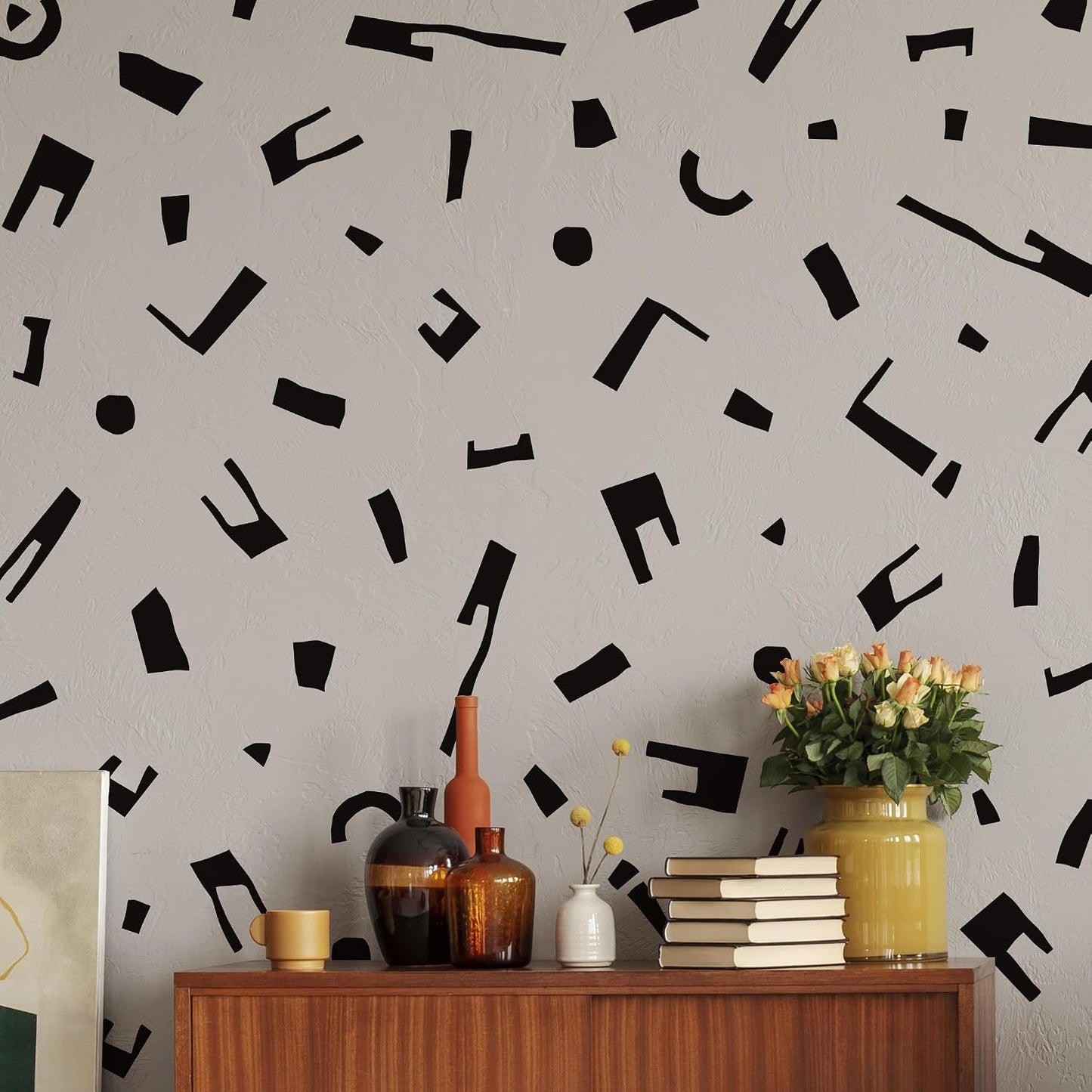 Modern Geometric Minimalist Stone Blocks Wall Stickers / Mysterious / Black
