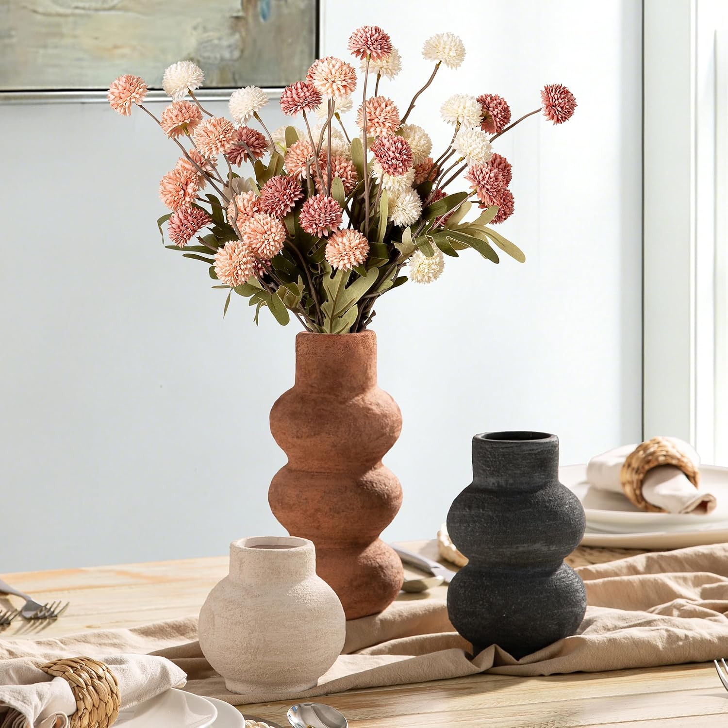 Ceramic Vase Home Table Decor / 11-rust / Set of 3