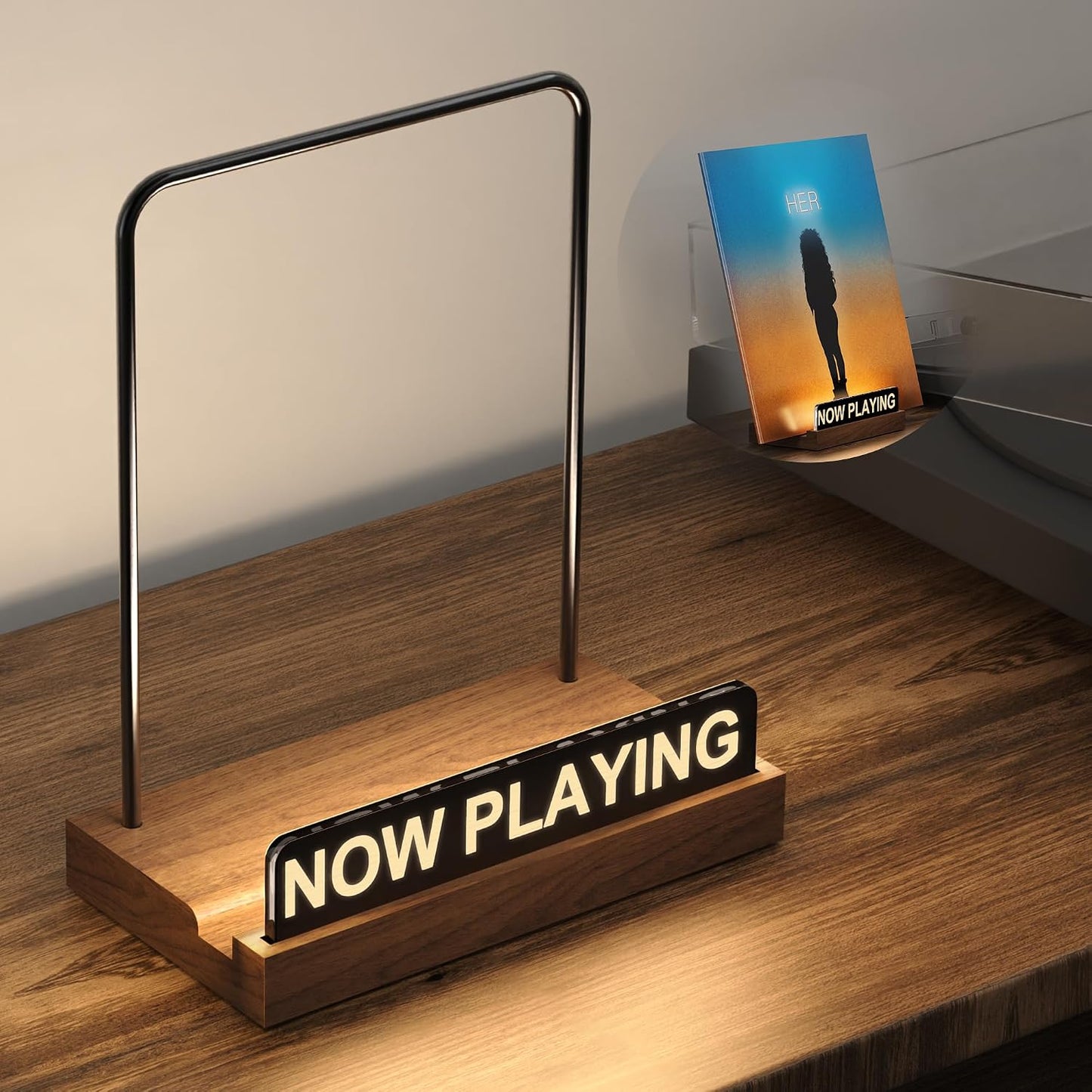 Now Playing Vinyl Record Stand , Light Up Album Display Holder , Vinyl Record Display , Album Player Stand with