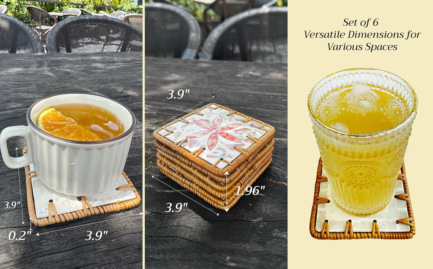 Handmade Rattan Coaster / S2-6 / Set of 6
