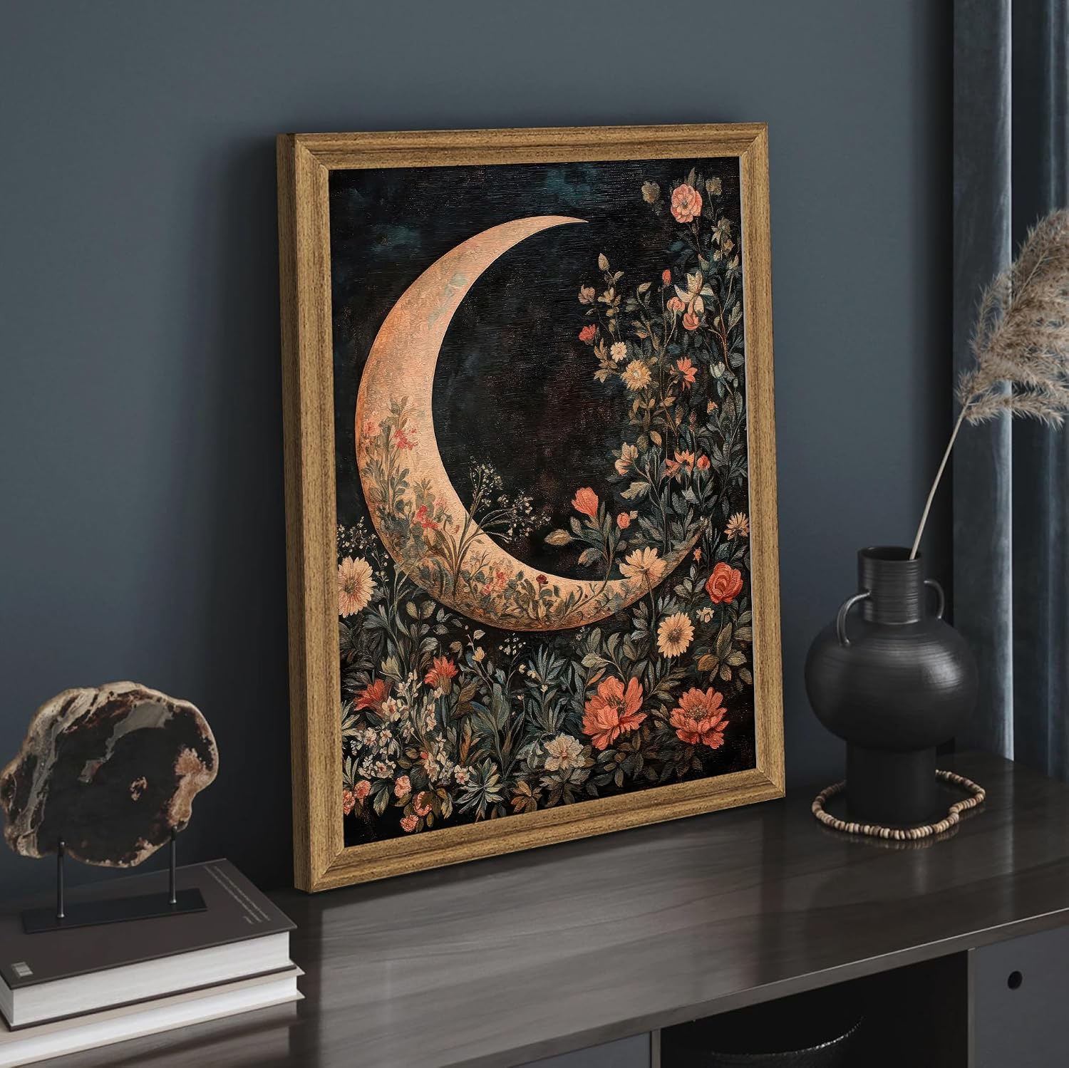 Wooden frame / UV-resistant ink / 16"L x 12"W / Moon / 12 x 16