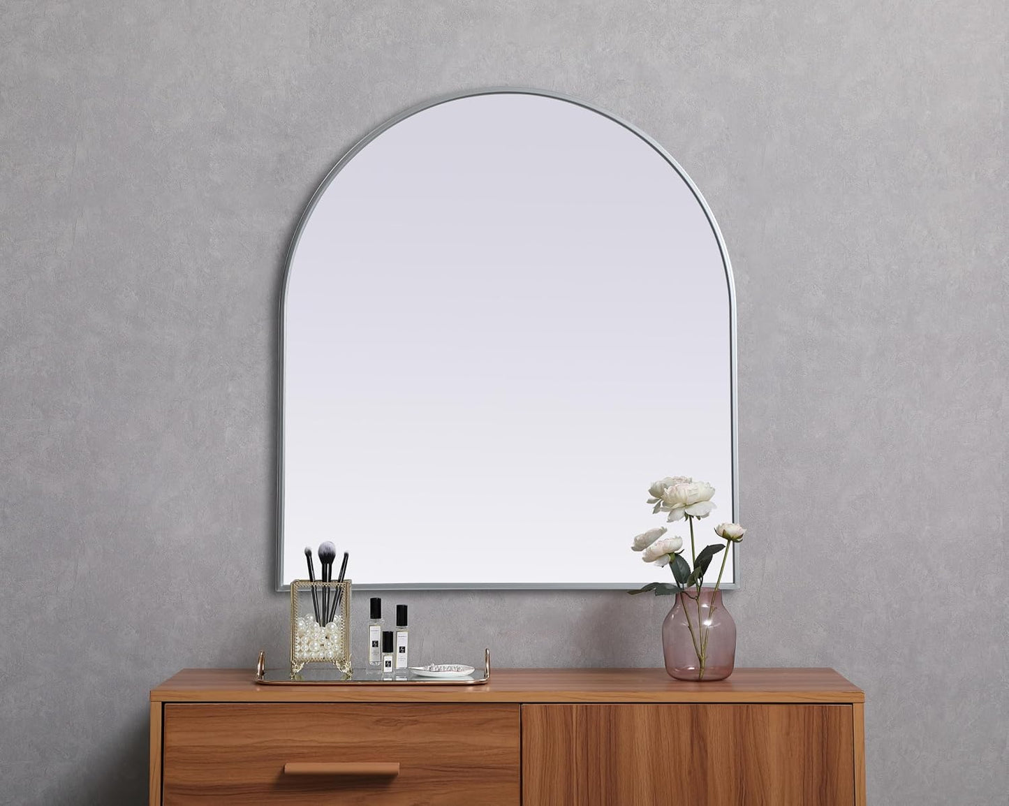 Elegant Decor Ayra Arch Modern MDF Wood/Iron Mirror in Brass / 33 x 36